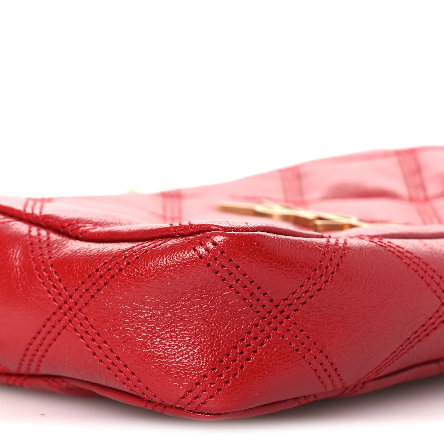 Grained Lambskin Quilted Mini Becky Double Zip Bag Rouge Eros - Image 9
