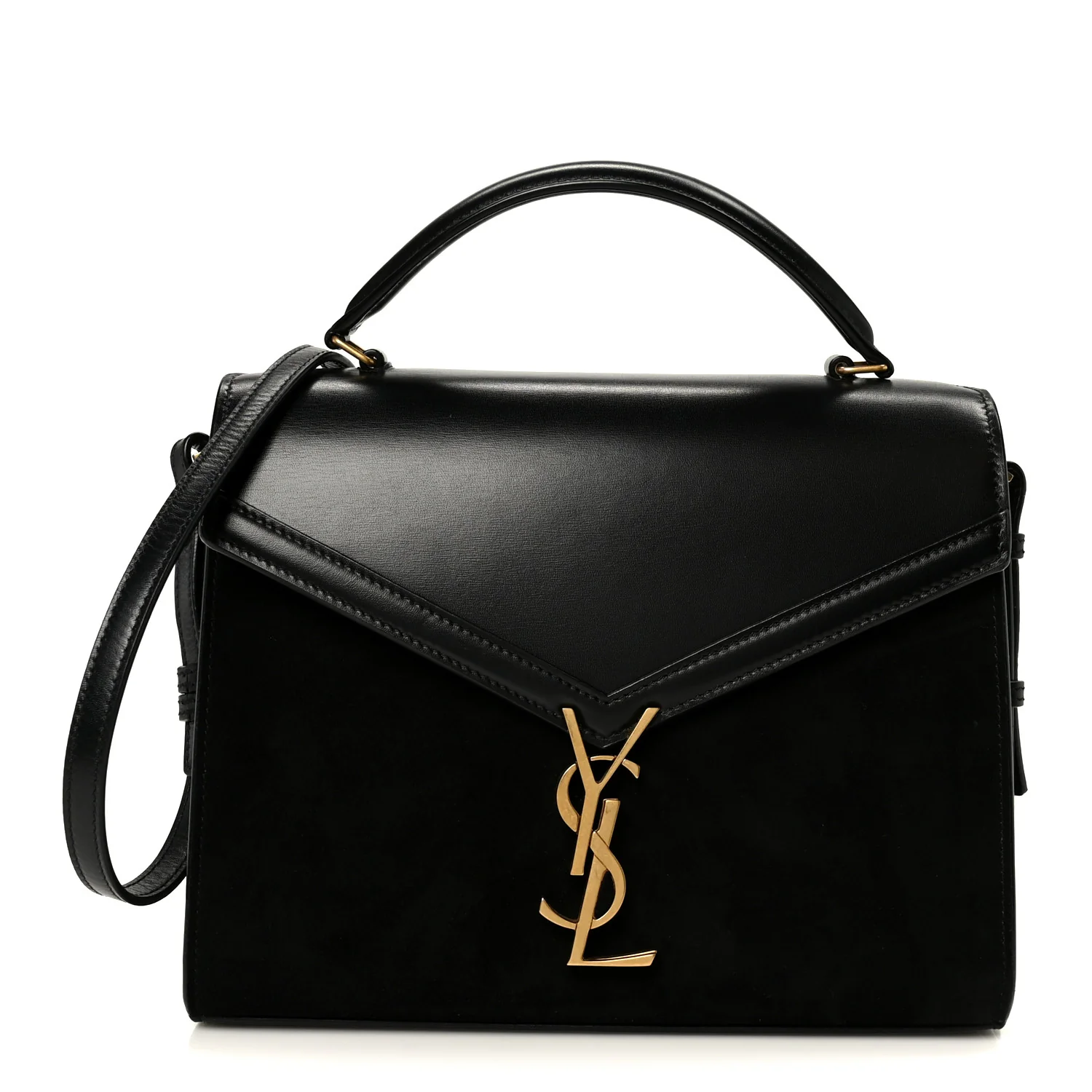 Kid Scamosciato Smooth Calfskin Medium Classic Monogram Cassandra Top Handle Black Rouge Legion