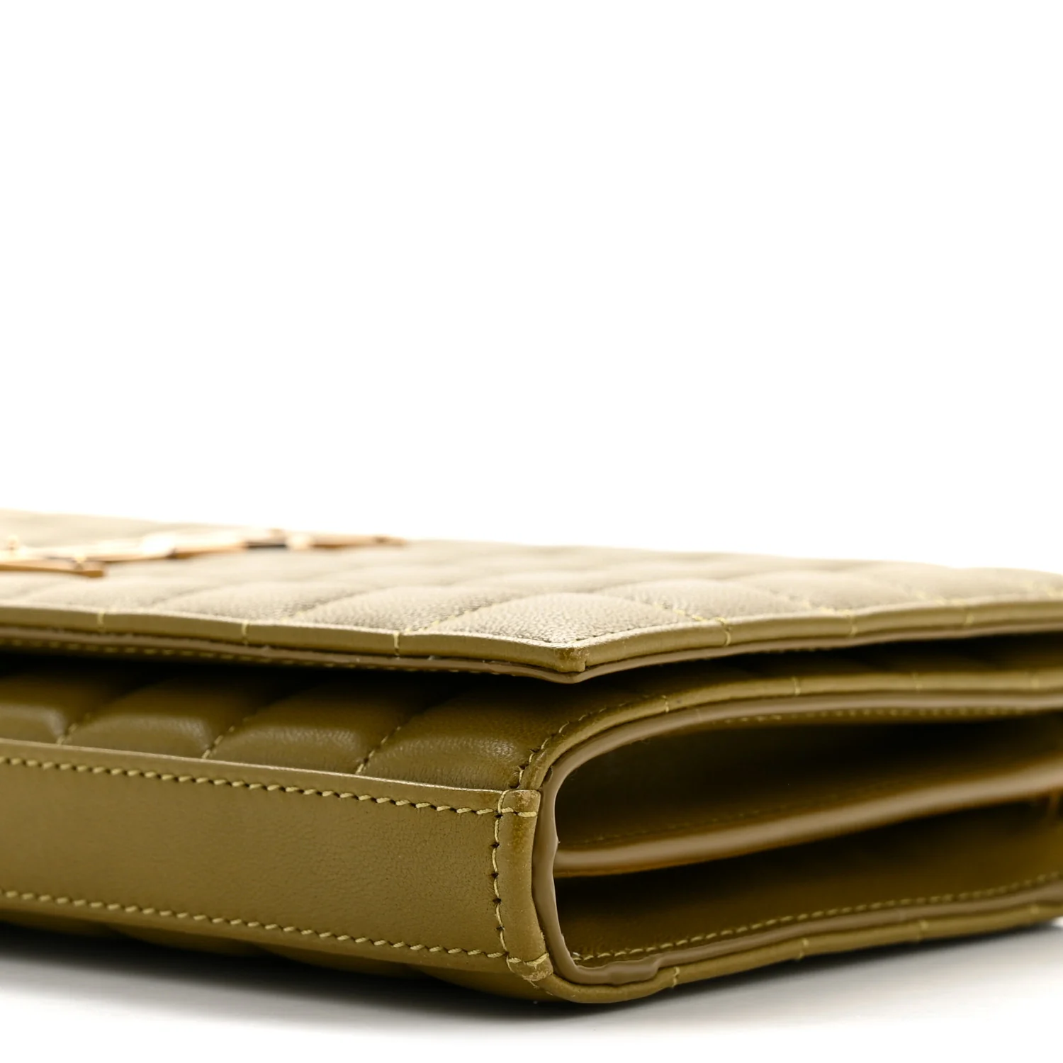 Lambskin Carre Quilted Cassandre Chain Wallet Olive Drab - Image 10