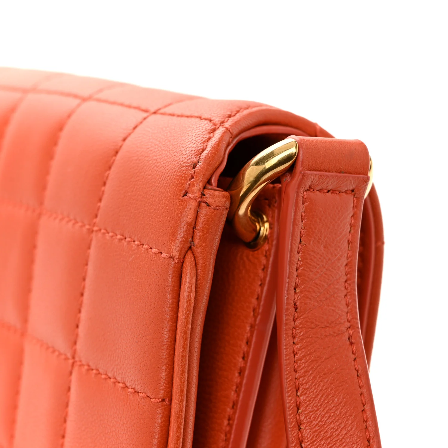 Lambskin Carre Quilted Le Maillon Satchel Orange - Image 12