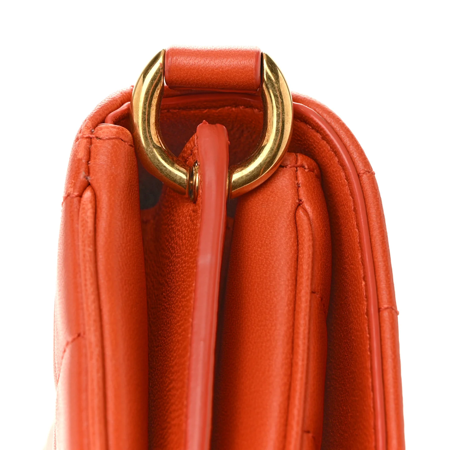 Lambskin Carre Quilted Le Maillon Satchel Orange - Image 14
