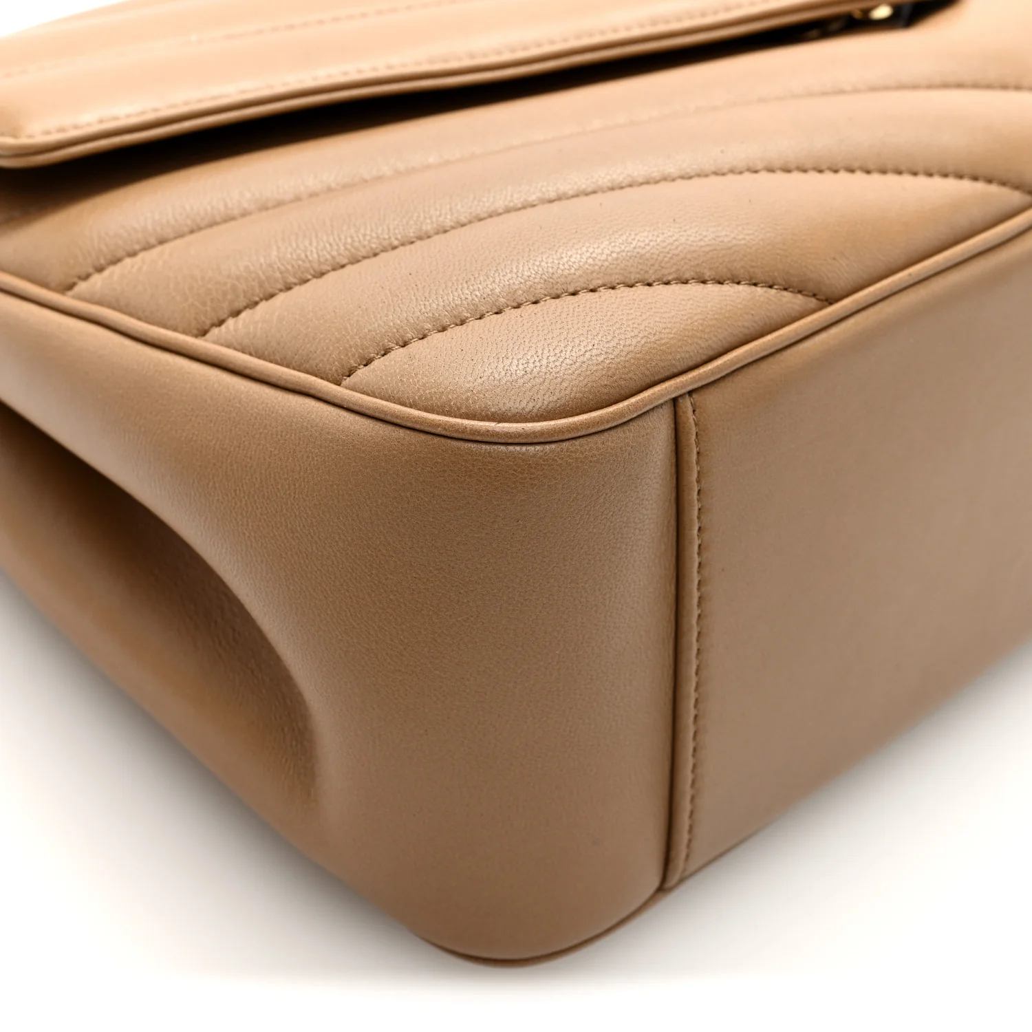 Lambskin Chevron Quilted Large LouLou Natural Tan - Image 10