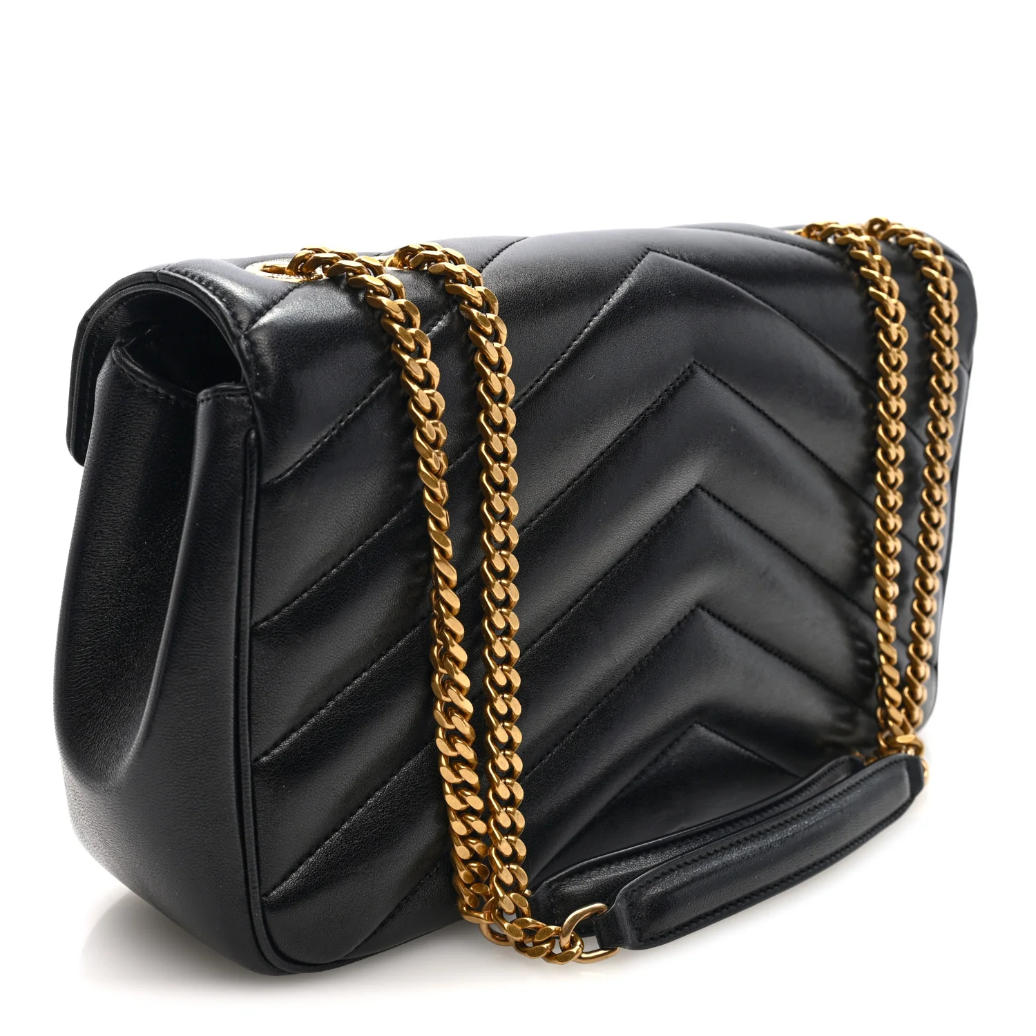 Lambskin Chevron Quilted Medium Loulou Black - Image 4