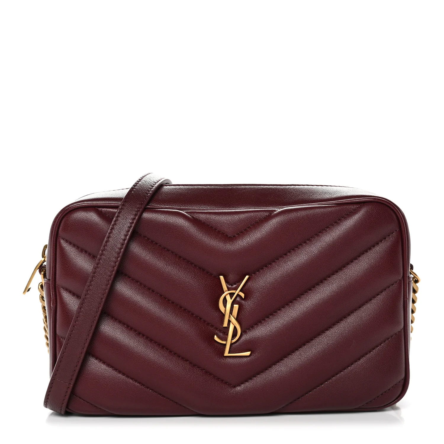Lambskin Chevron Quilted Medium Loulou Camera Bag Rouge Cabernet
