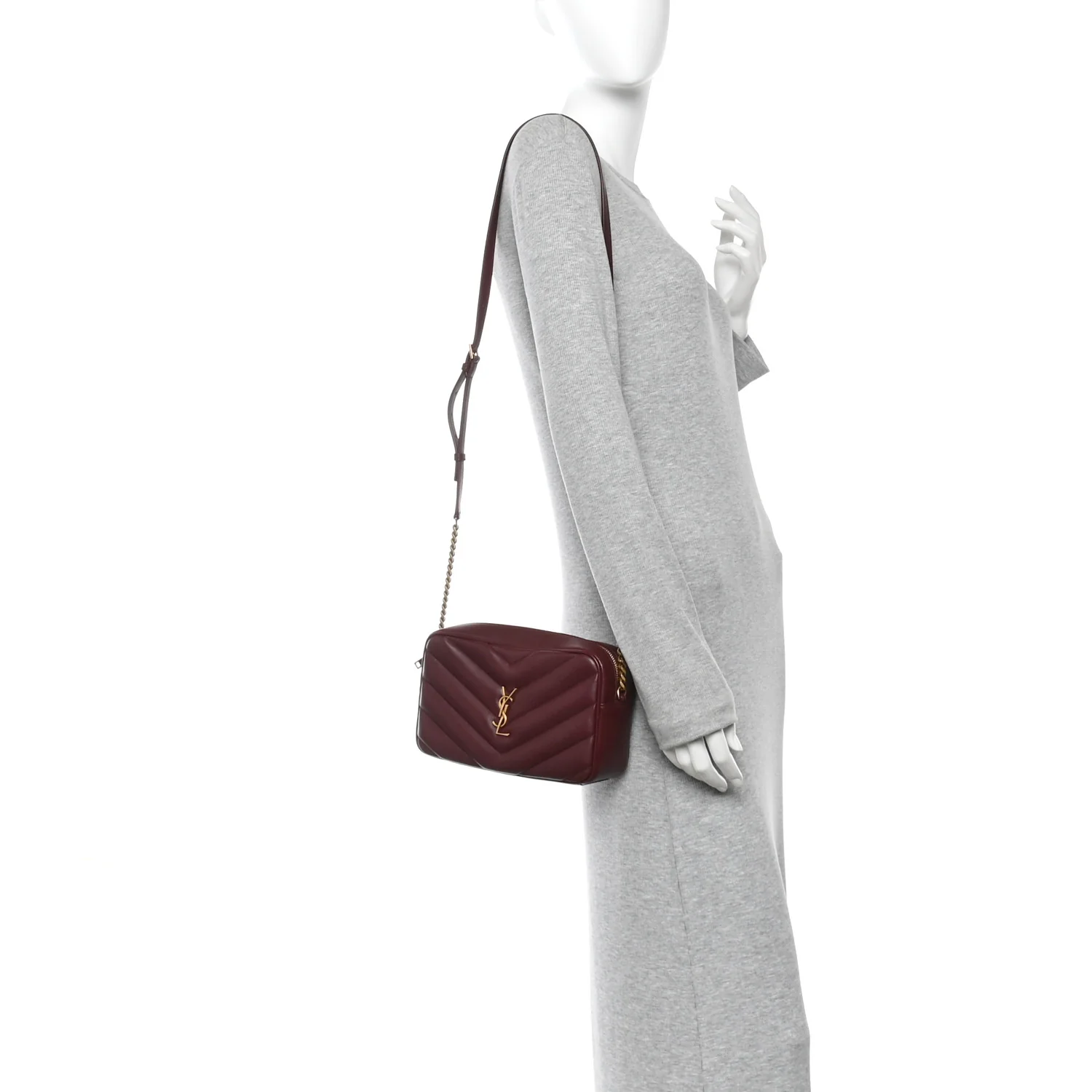 Lambskin Chevron Quilted Medium Loulou Camera Bag Rouge Cabernet - Image 2