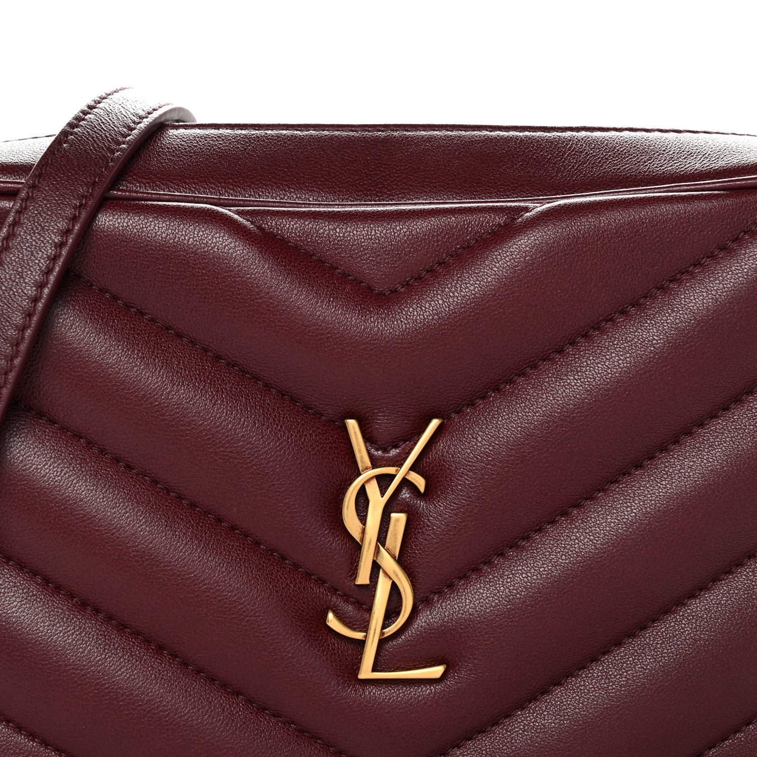 Lambskin Chevron Quilted Medium Loulou Camera Bag Rouge Cabernet - Image 8