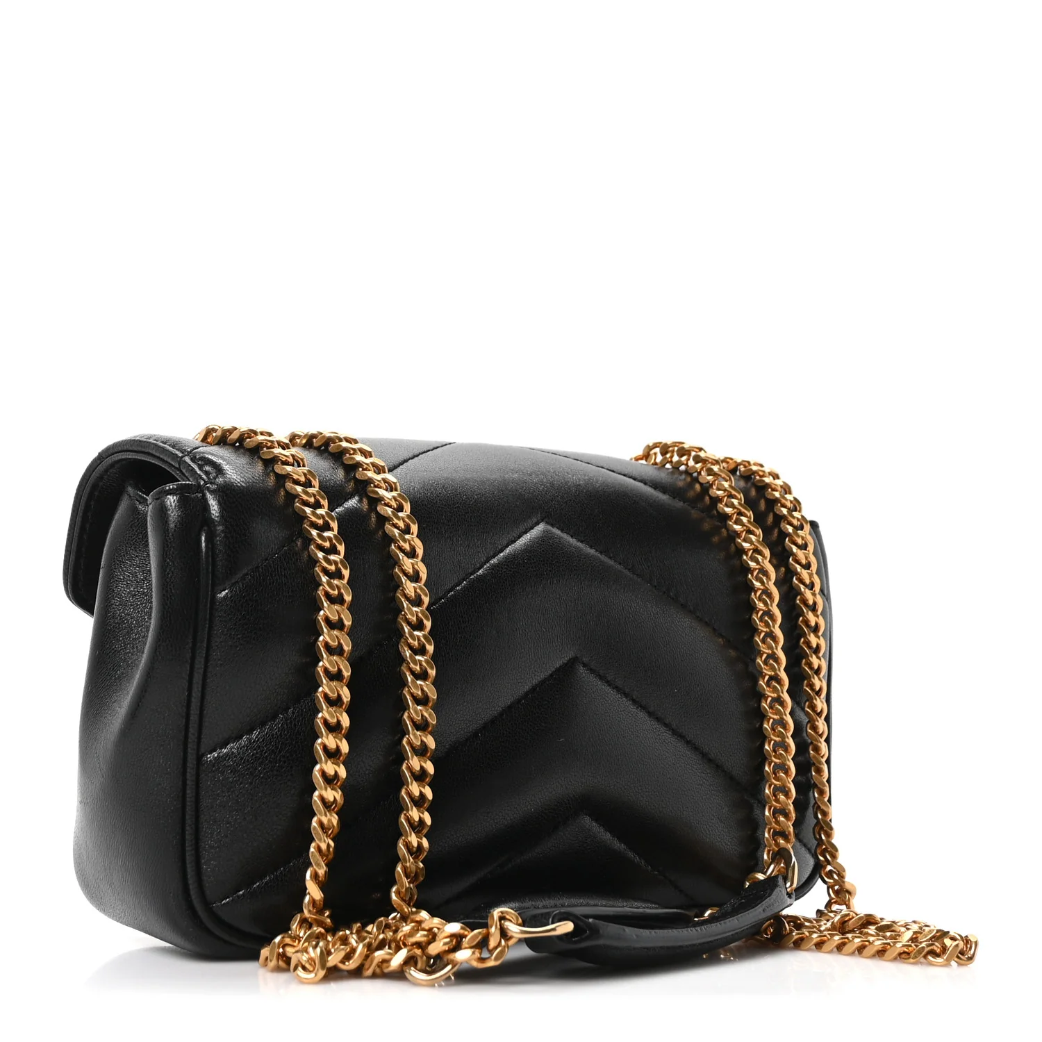 Lambskin Chevron Quilted Mini LouLou Black - Image 4