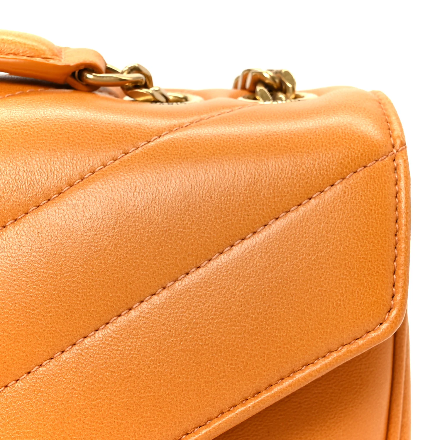 Lambskin Chevron Quilted Small Loulou Bag Sunflower - Image 12