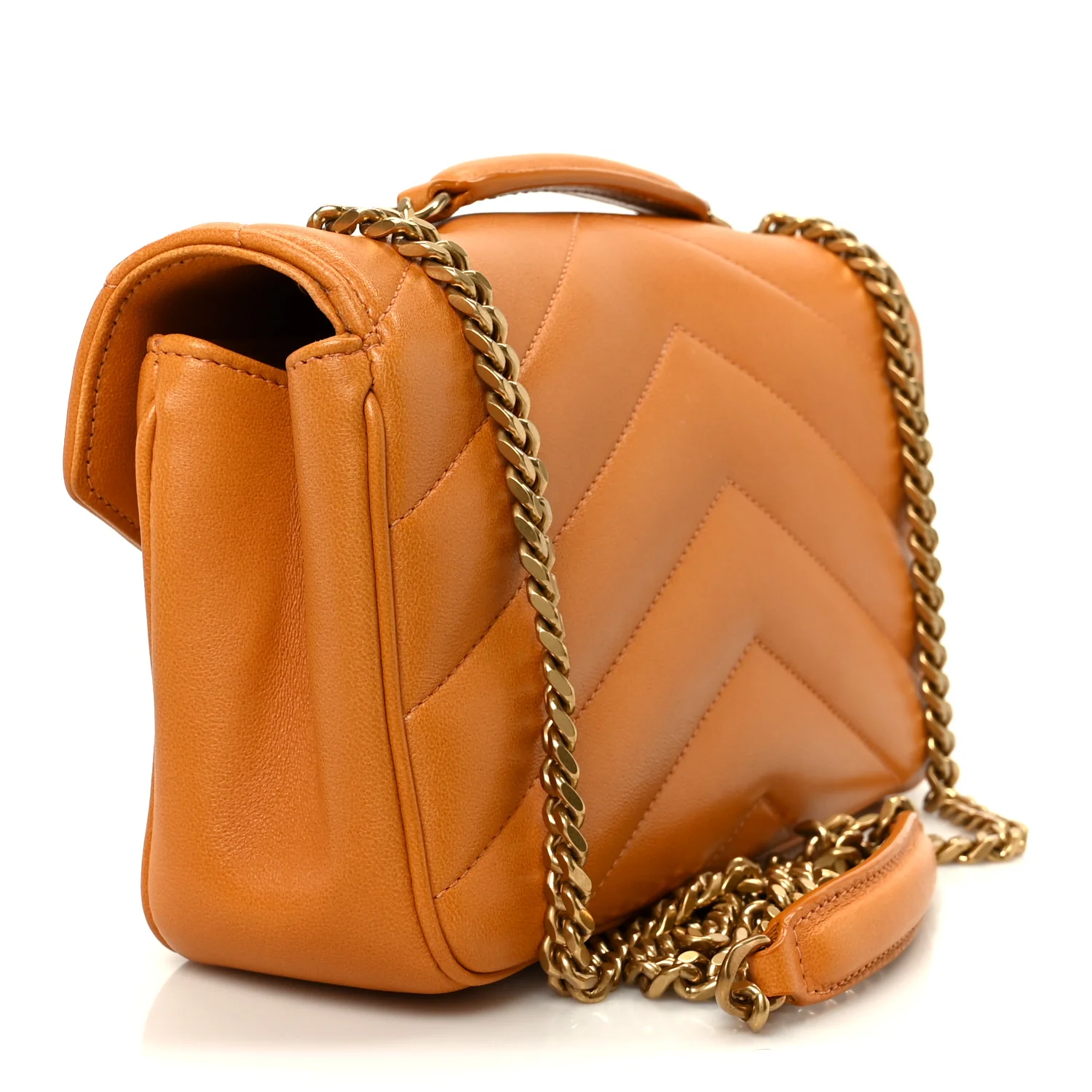 Lambskin Chevron Quilted Small Loulou Bag Sunflower - Image 4