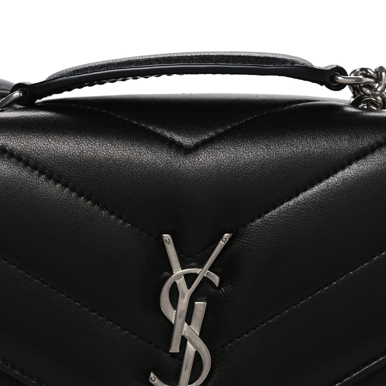Lambskin Chevron Quilted Small LouLou Black - Image 9