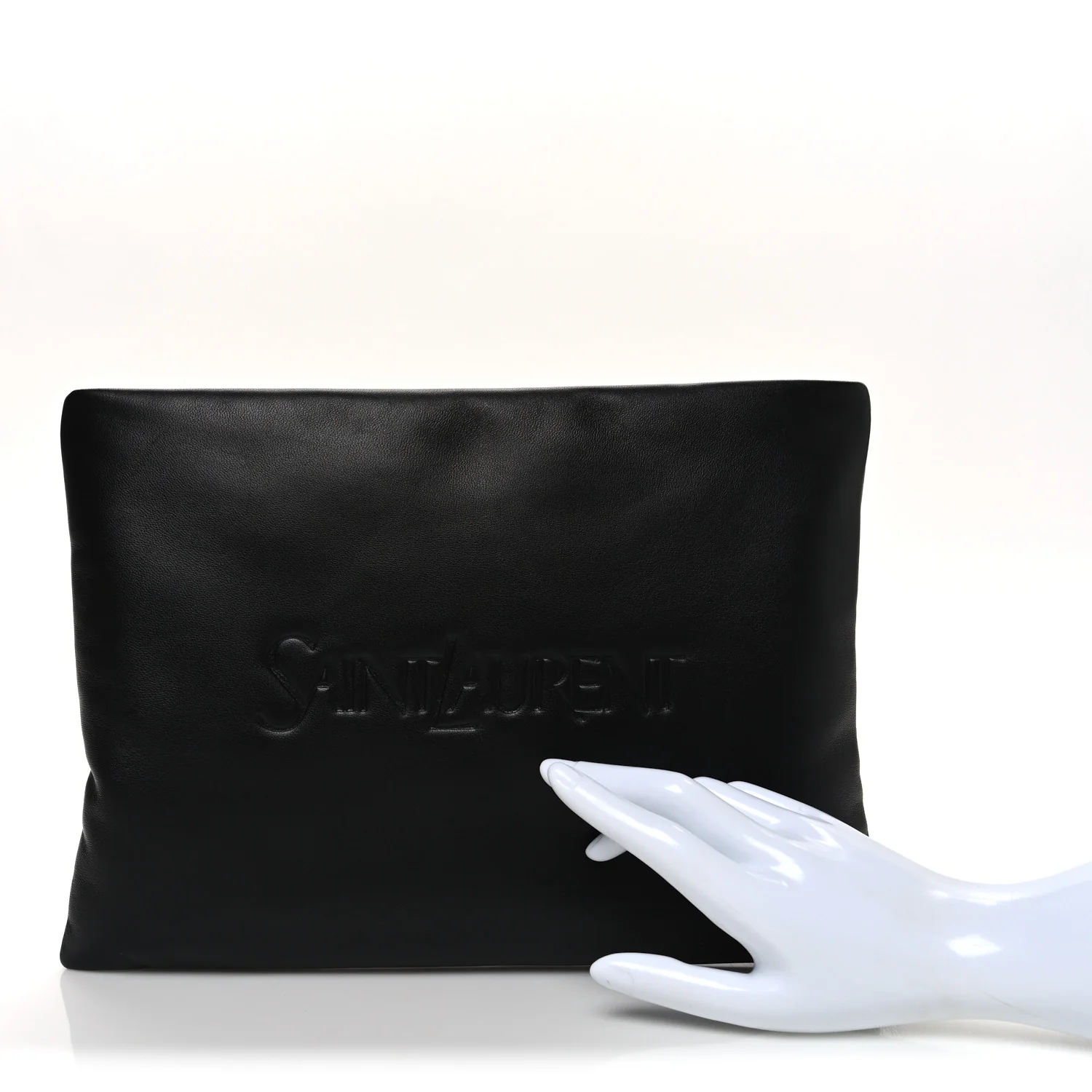 Lambskin Large Puffy Pouch Black - Image 2