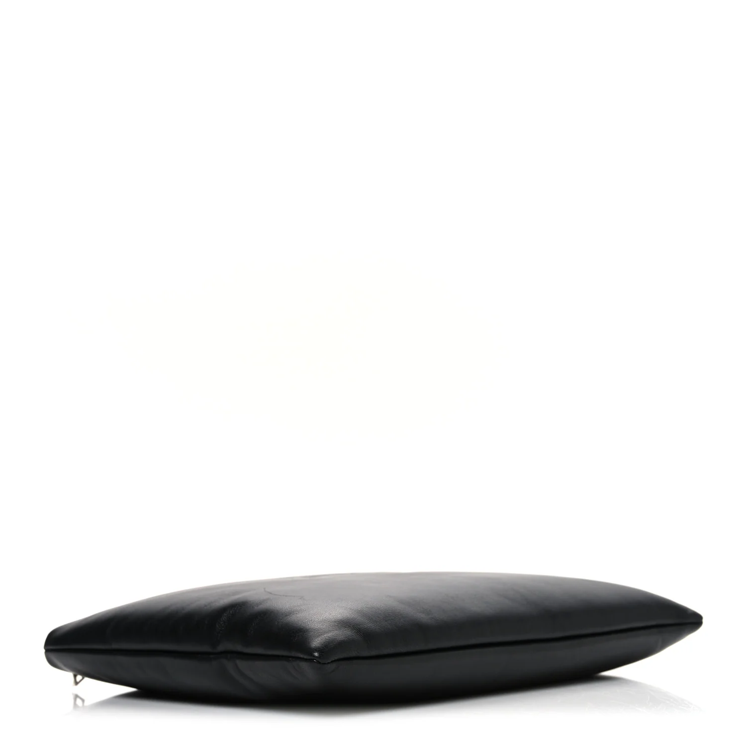 Lambskin Large Puffy Pouch Black - Image 4