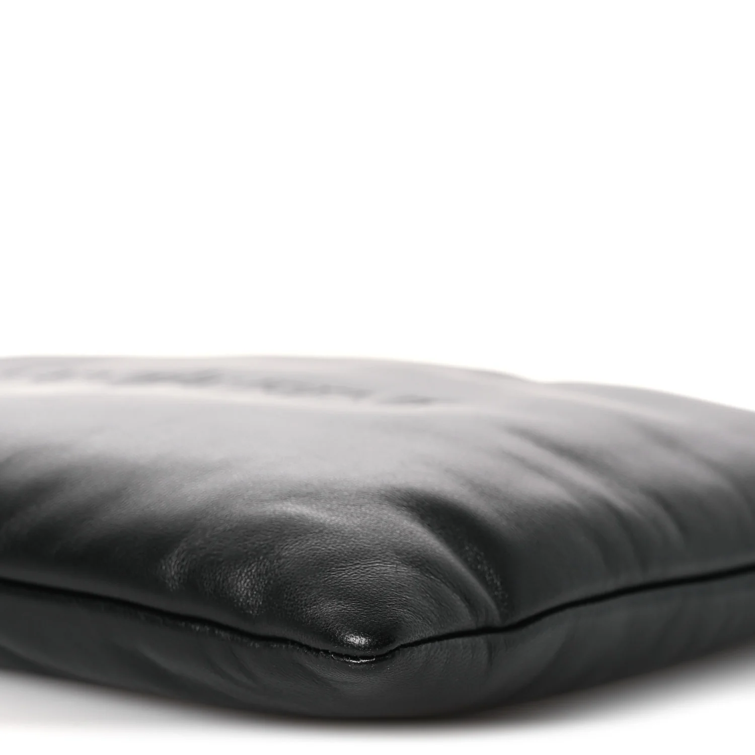 Lambskin Large Puffy Pouch Black - Image 10