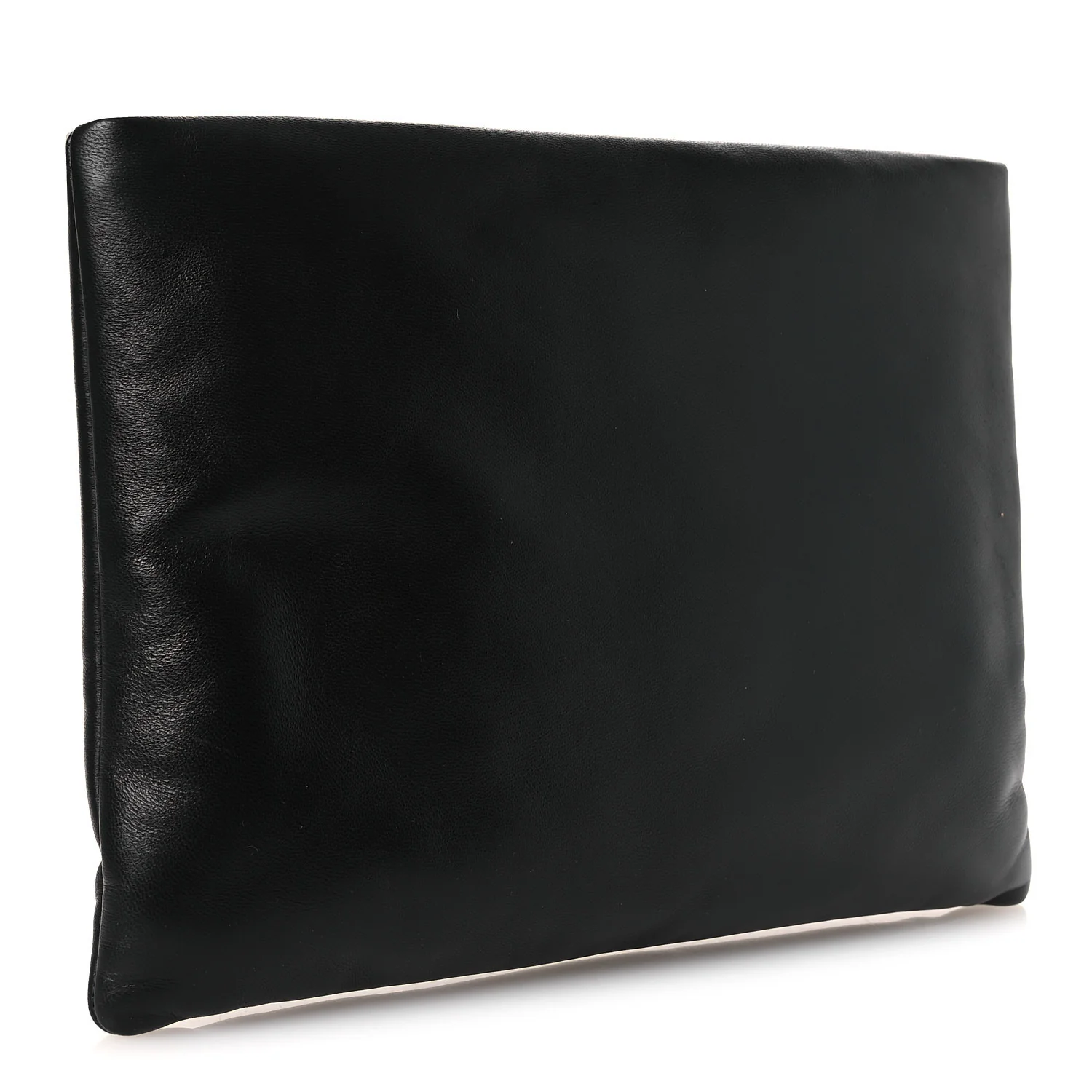 Lambskin Large Puffy Pouch Black - Image 3
