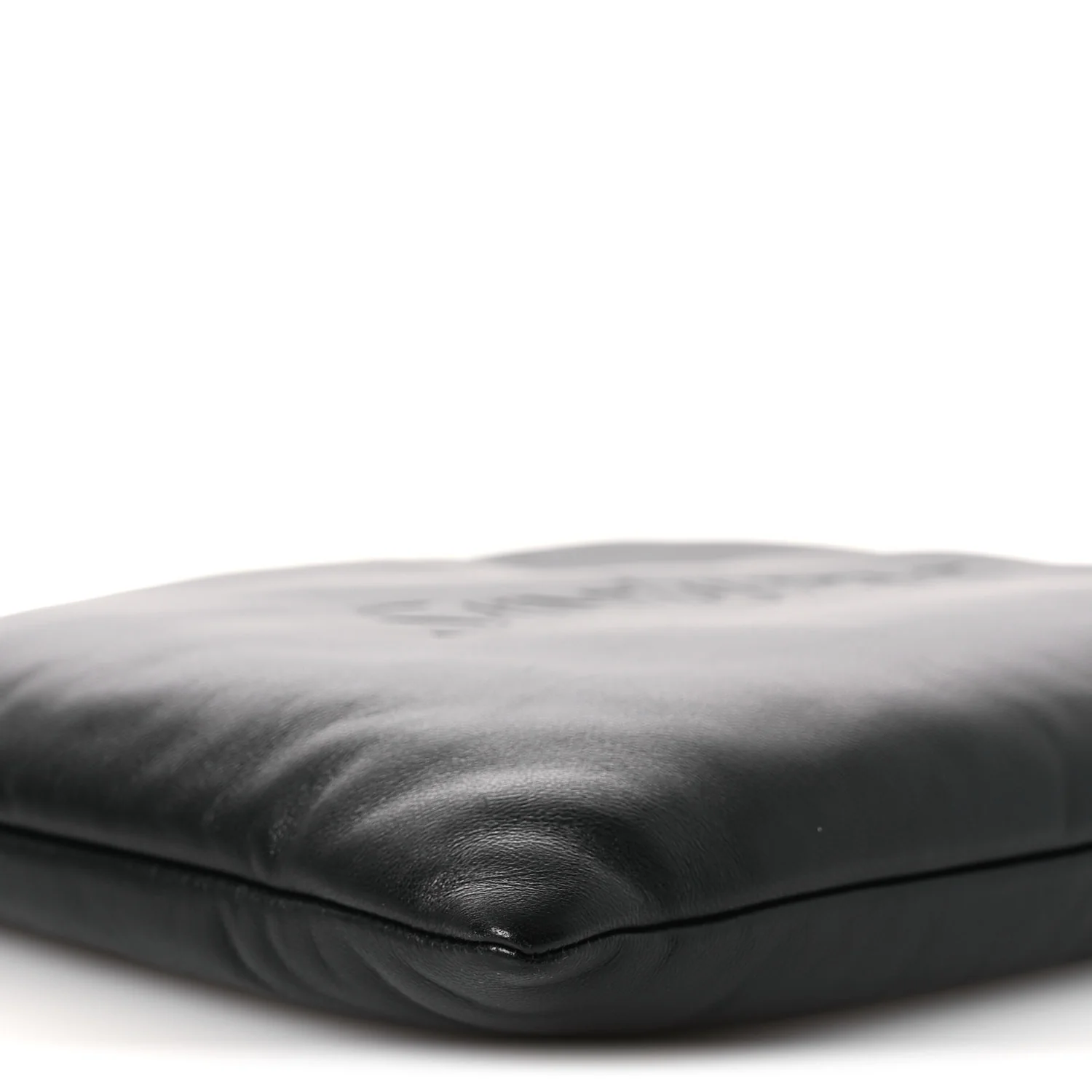 Lambskin Large Puffy Pouch Black - Image 9