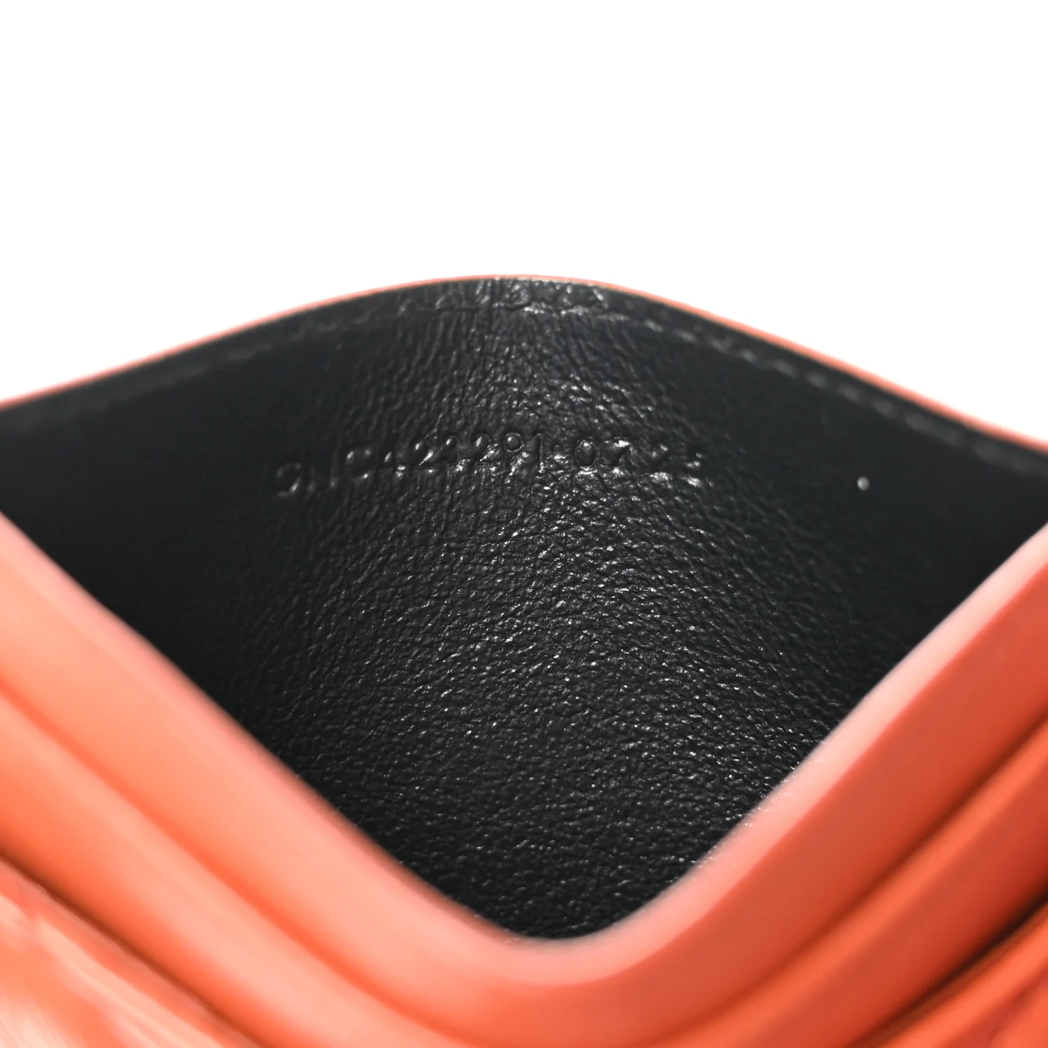 Lambskin Matelasse Chevron Monogram Credit Card Case Dark Mandarin - Image 7