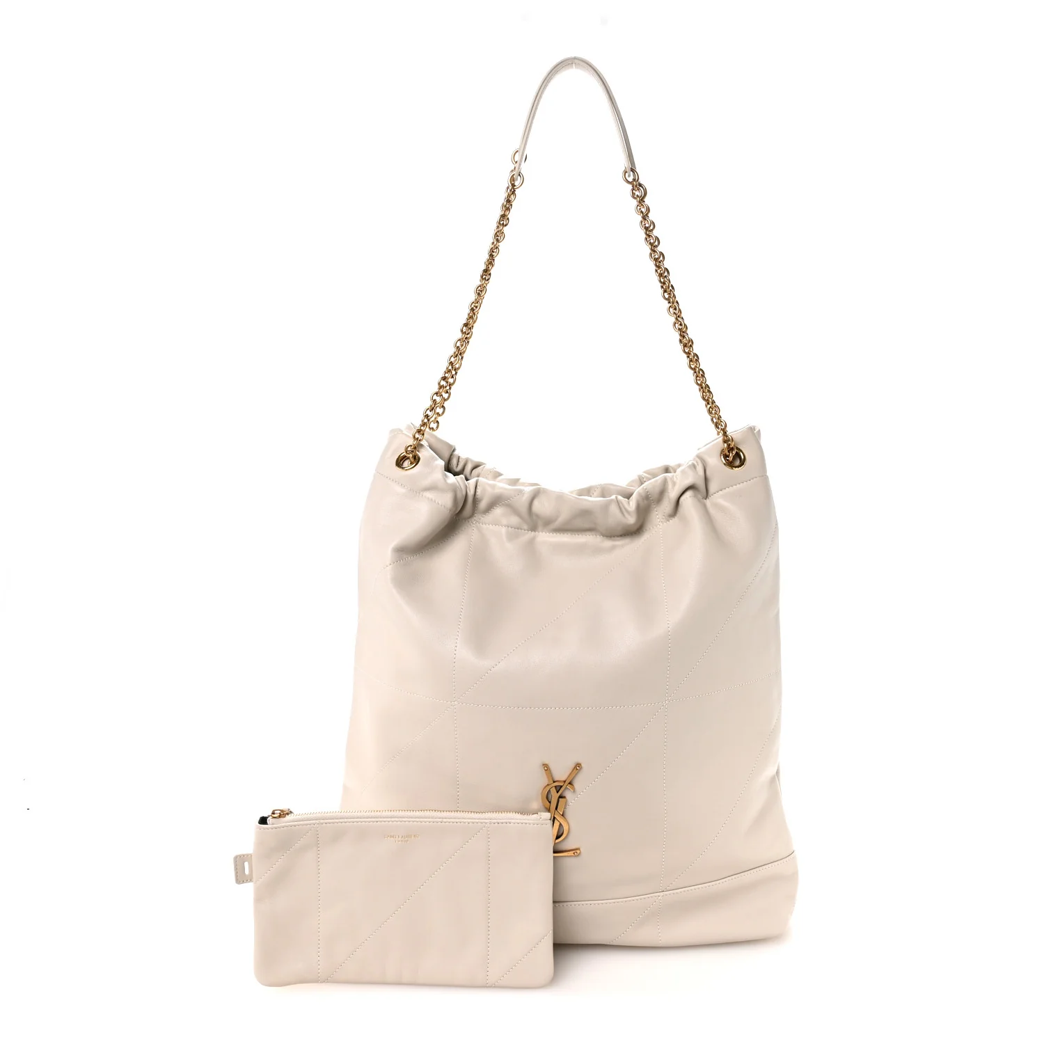 Lambskin Matelasse Monogram Large Jamie Pochon Blanc Vintage - Image 3