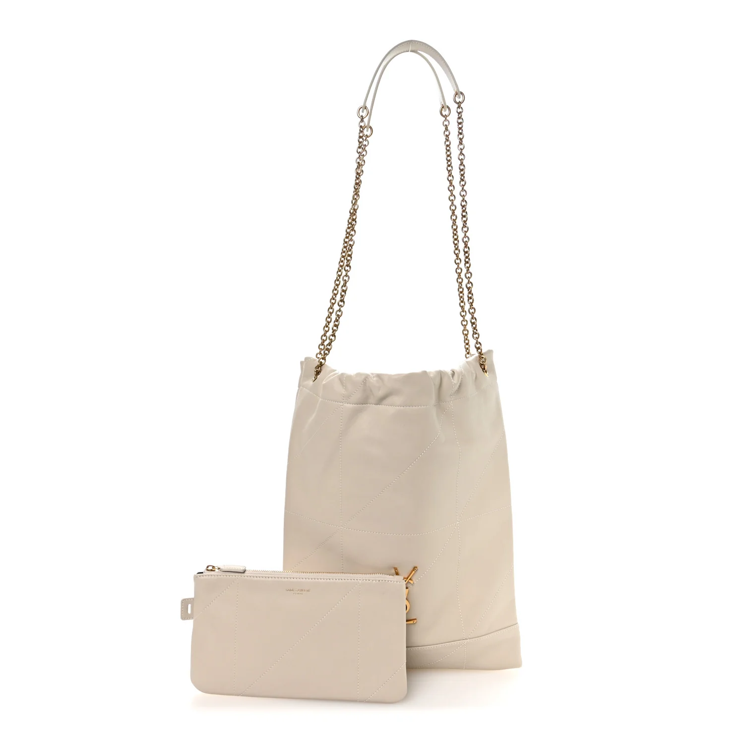 Lambskin Matelasse Monogram Medium Jamie 4.3 Pochon Blanc Vintage - Image 3