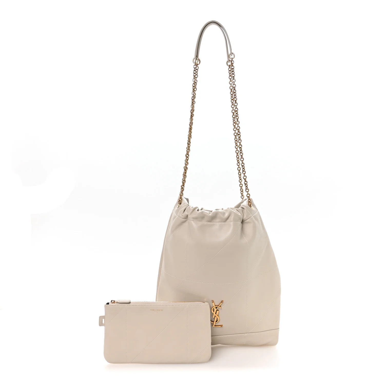 Lambskin Matelasse Monogram Medium Jamie 4.3 Pochon Blanc Vintage - Image 3