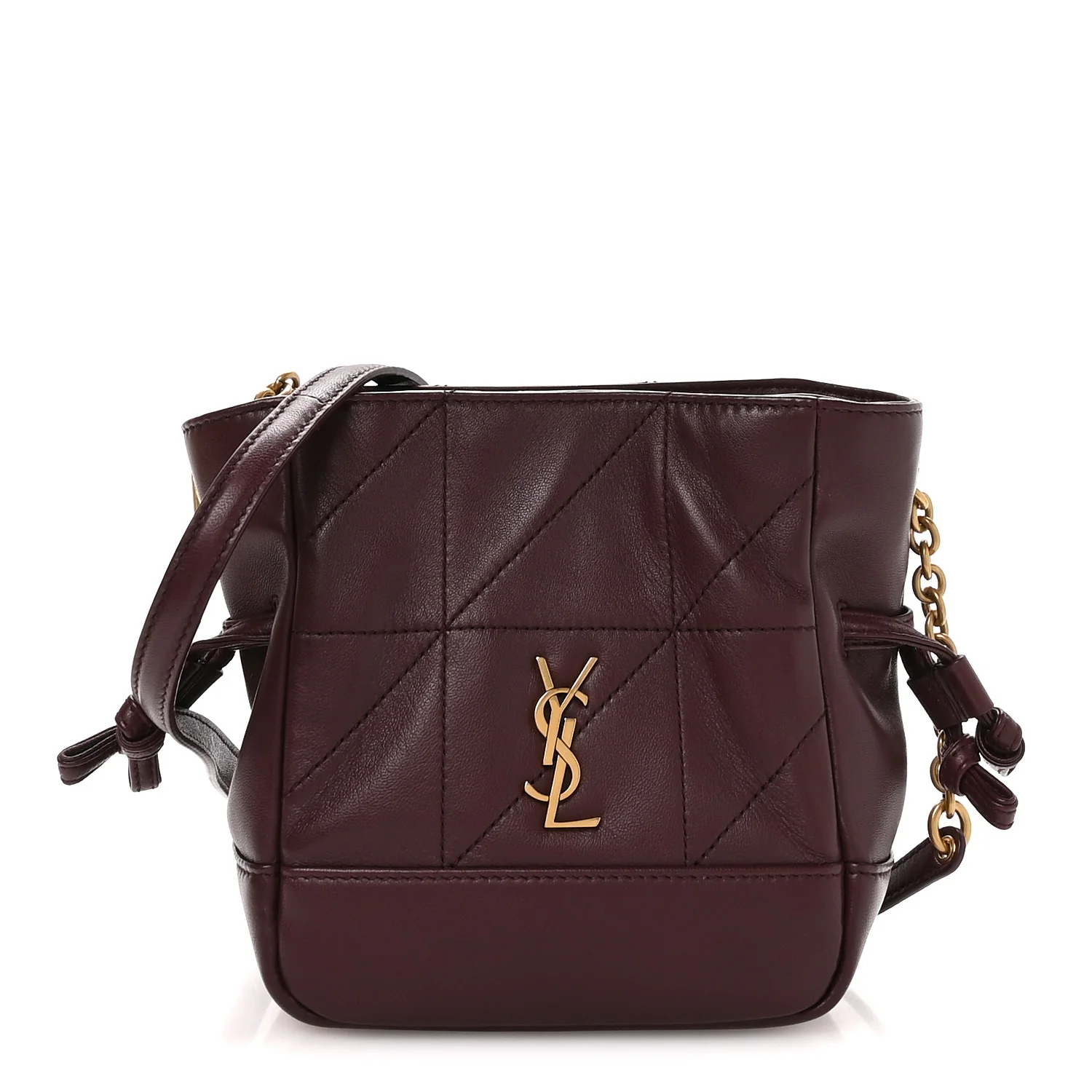 Lambskin Matelasse Monogram Mini Jamie Shoulder Pouch Bag Rouge Cabernet