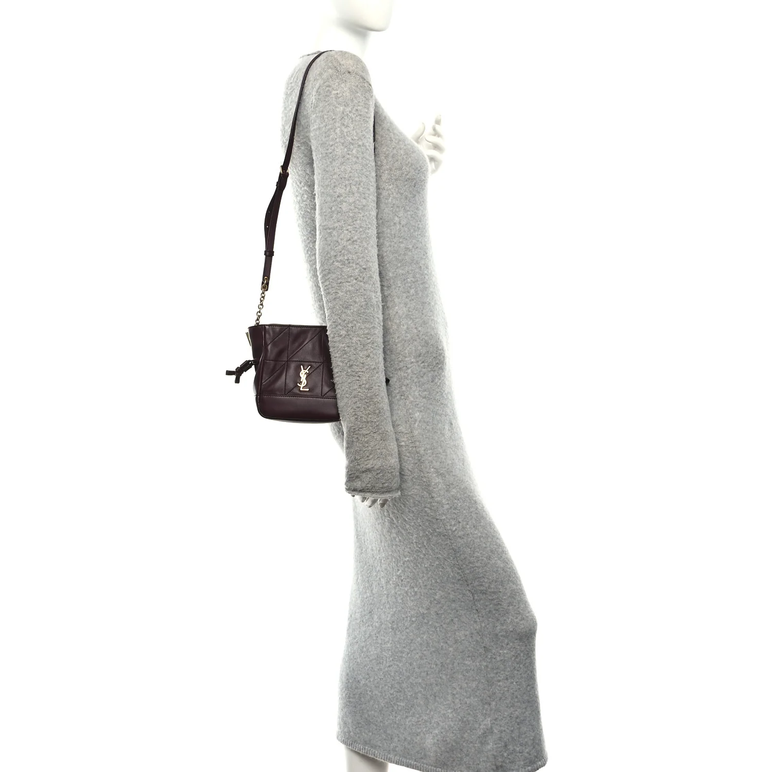 Lambskin Matelasse Monogram Mini Jamie Shoulder Pouch Bag Rouge Cabernet - Image 2