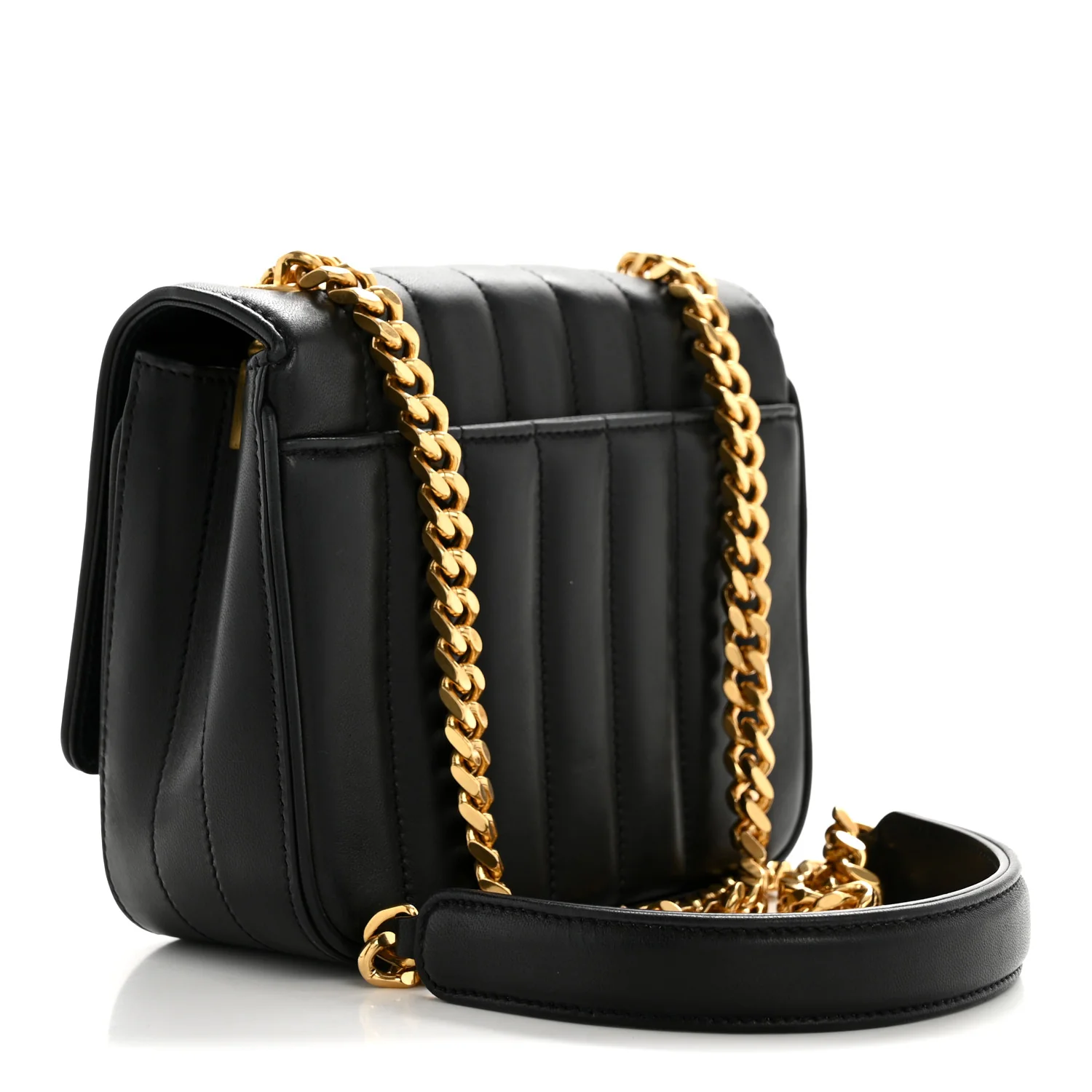 Lambskin Matelasse Monogram Small Vicky Chain Bag Black - Image 3