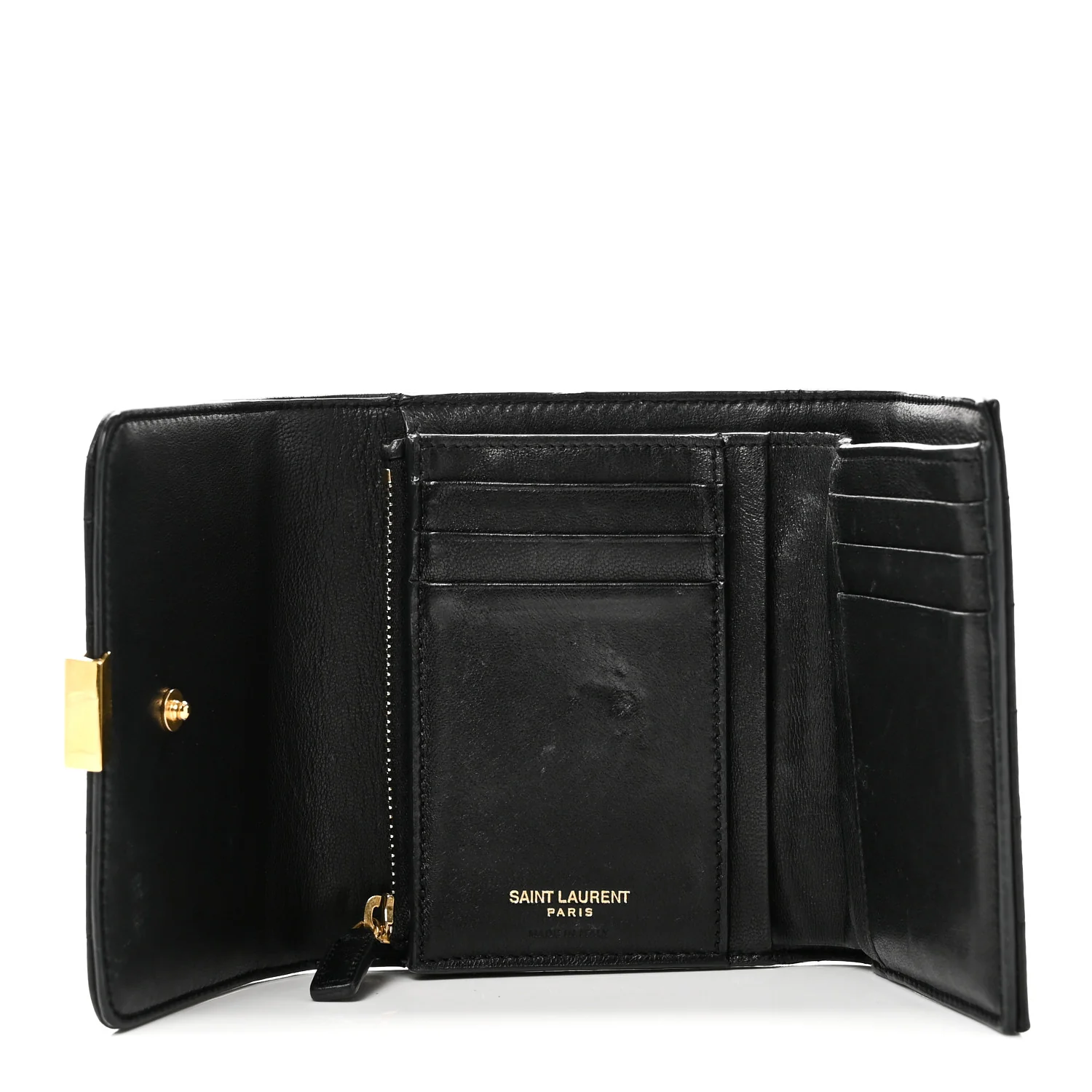 Lambskin Matelasse Monogram Vicky Tri-Fold Wallet Black - Image 5