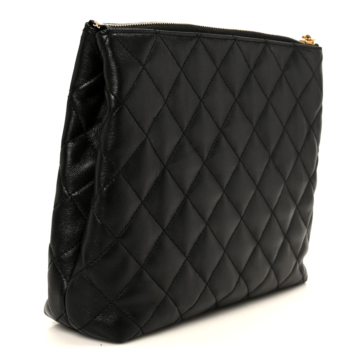 Lambskin Quilted Cassandre Cosmetic Pouch Black - Image 3
