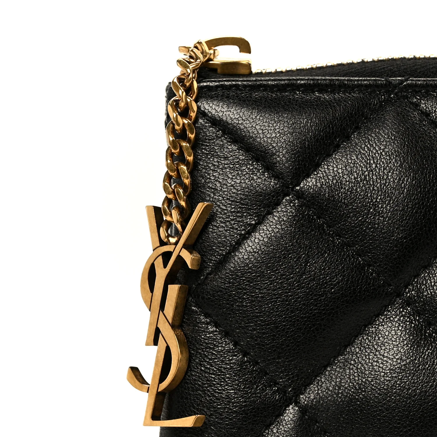 Lambskin Quilted Cassandre Cosmetic Pouch Black - Image 8