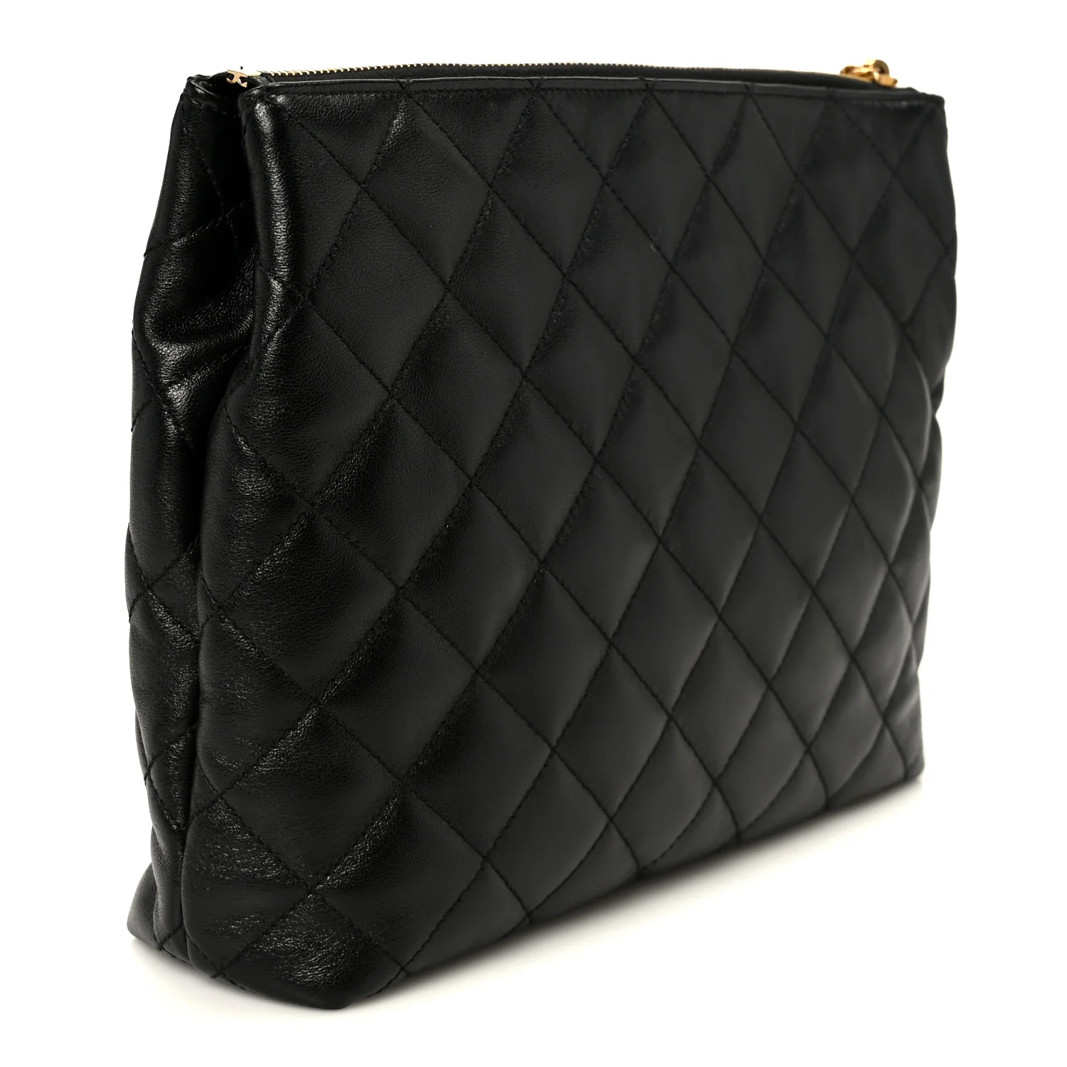 Lambskin Quilted Cassandre Cosmetic Pouch Black - Image 3