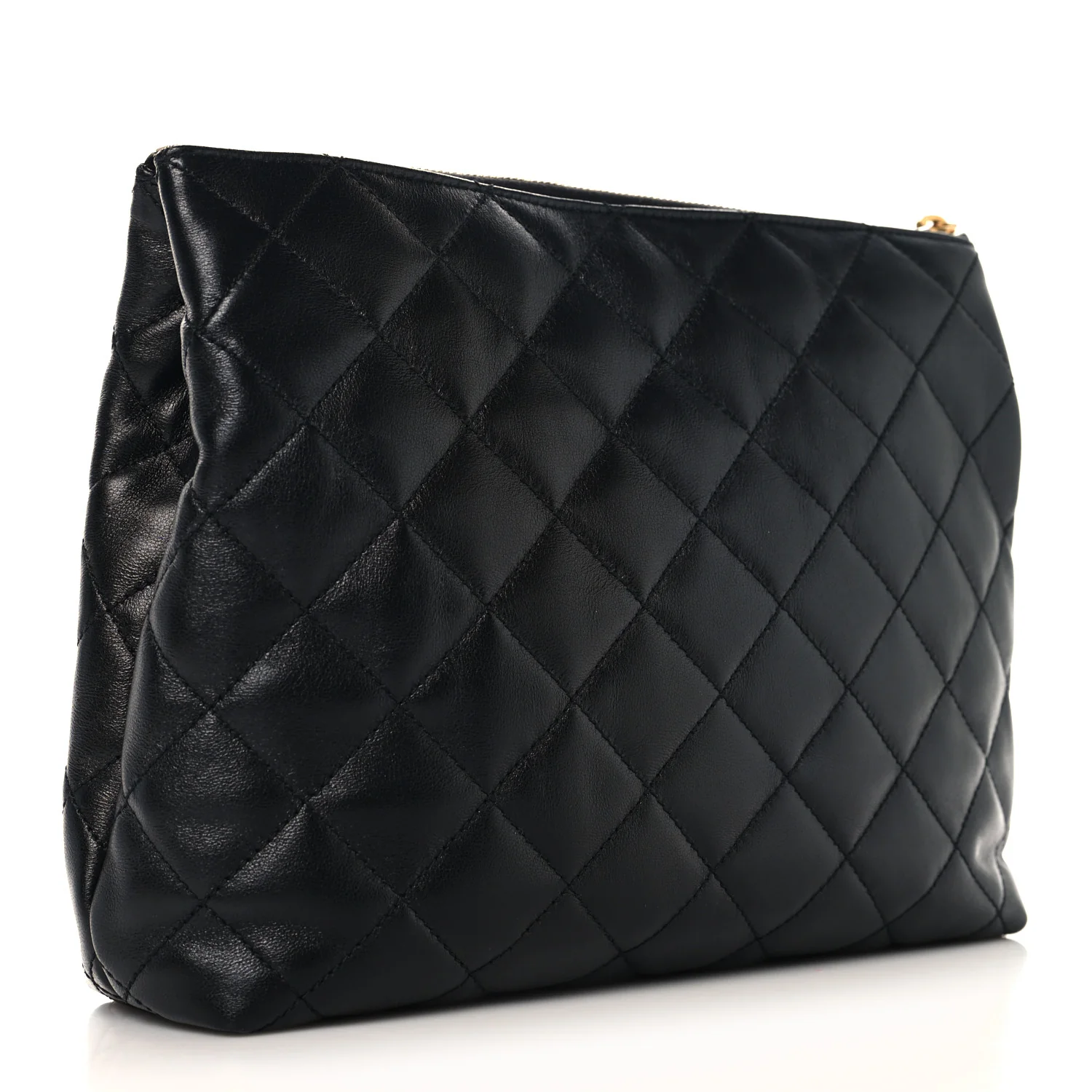 Lambskin Quilted Cassandre Cosmetic Pouch Black - Image 3