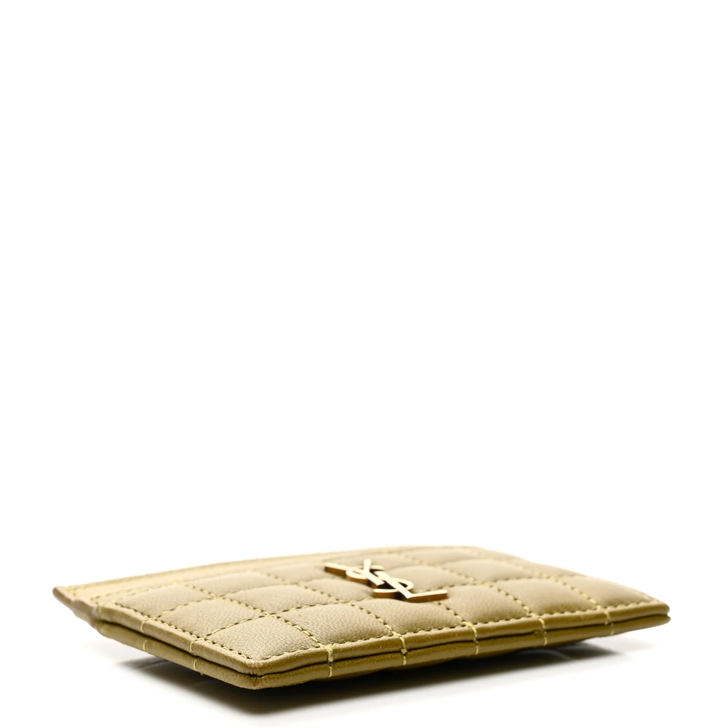 Lambskin Quilted Cassandre Credit Card Case Olive Drab - Image 4