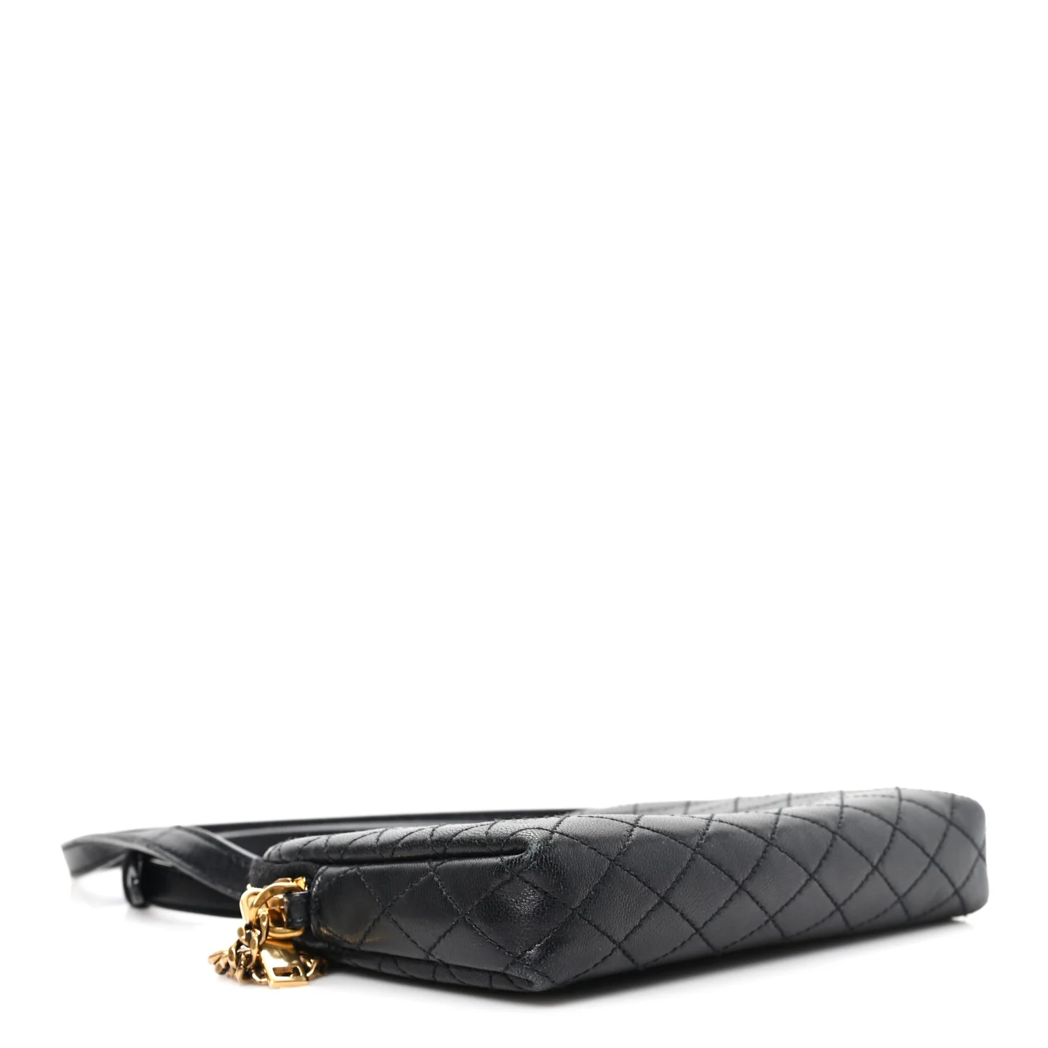 Lambskin Quilted Gaby Zipped Pouch Black - Image 4