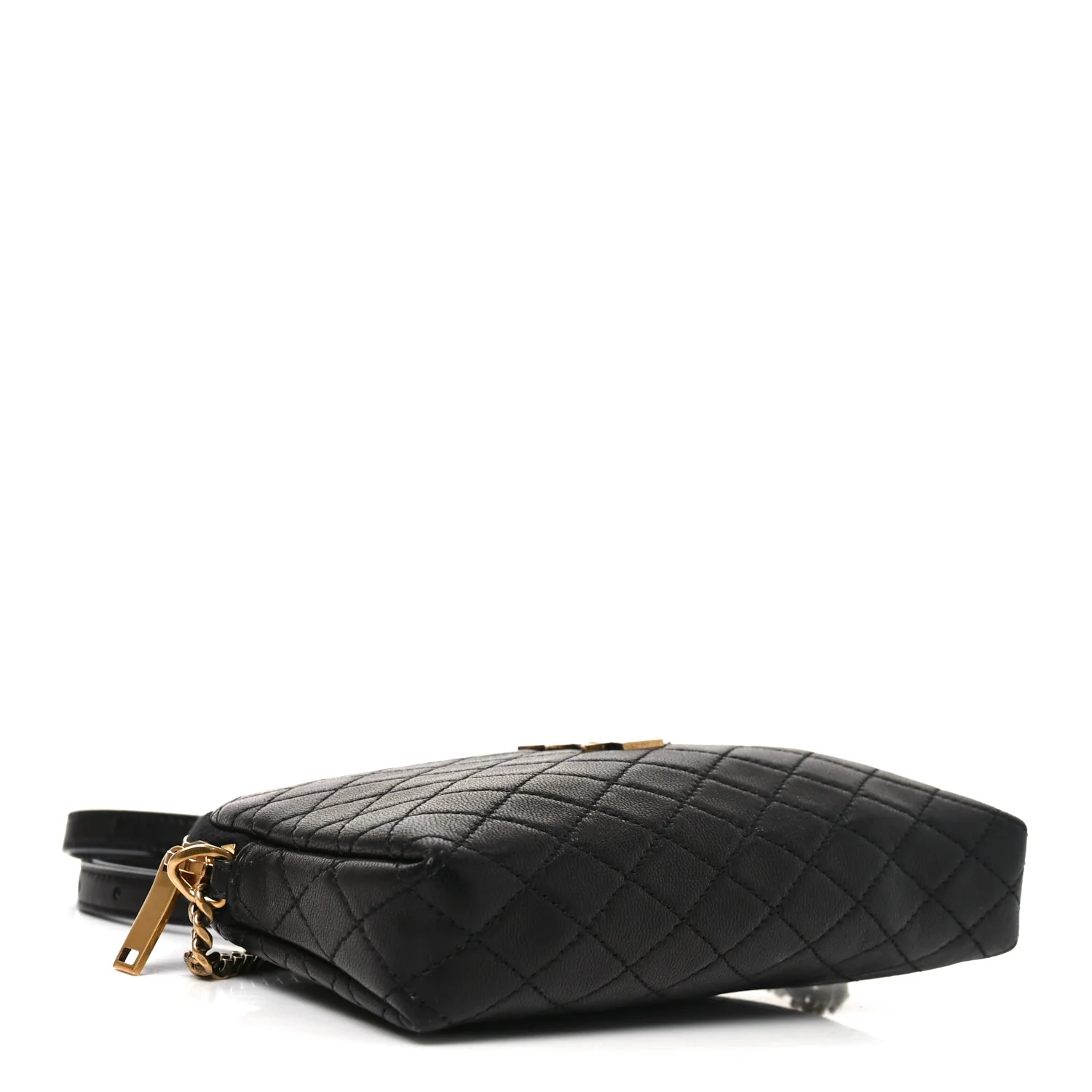 Lambskin Quilted Gaby Zipped Pouch Black - Image 4