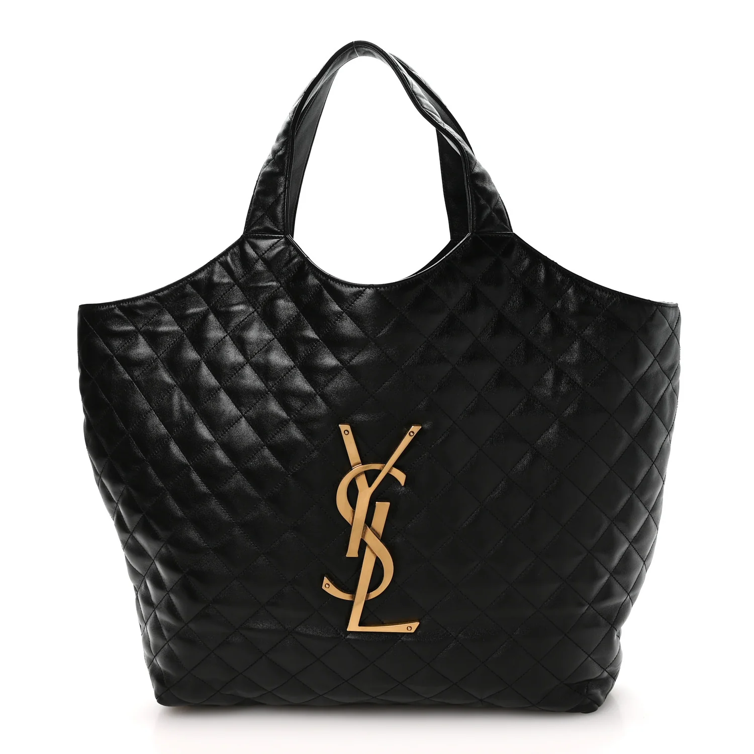 Lambskin Quilted Maxi Icare Shopping Tote Black