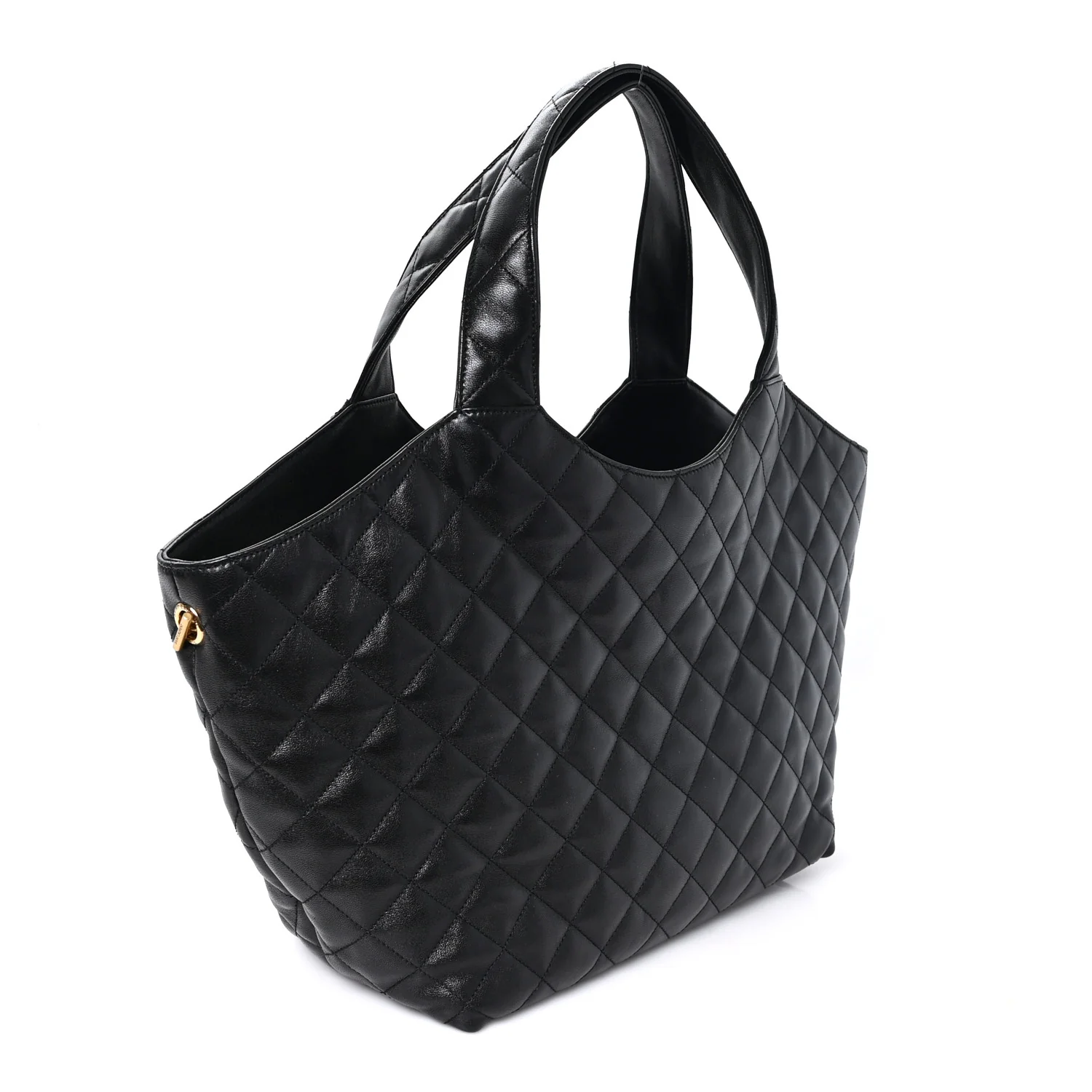Lambskin Quilted Medium Icare Shopping Tote Black - Image 4