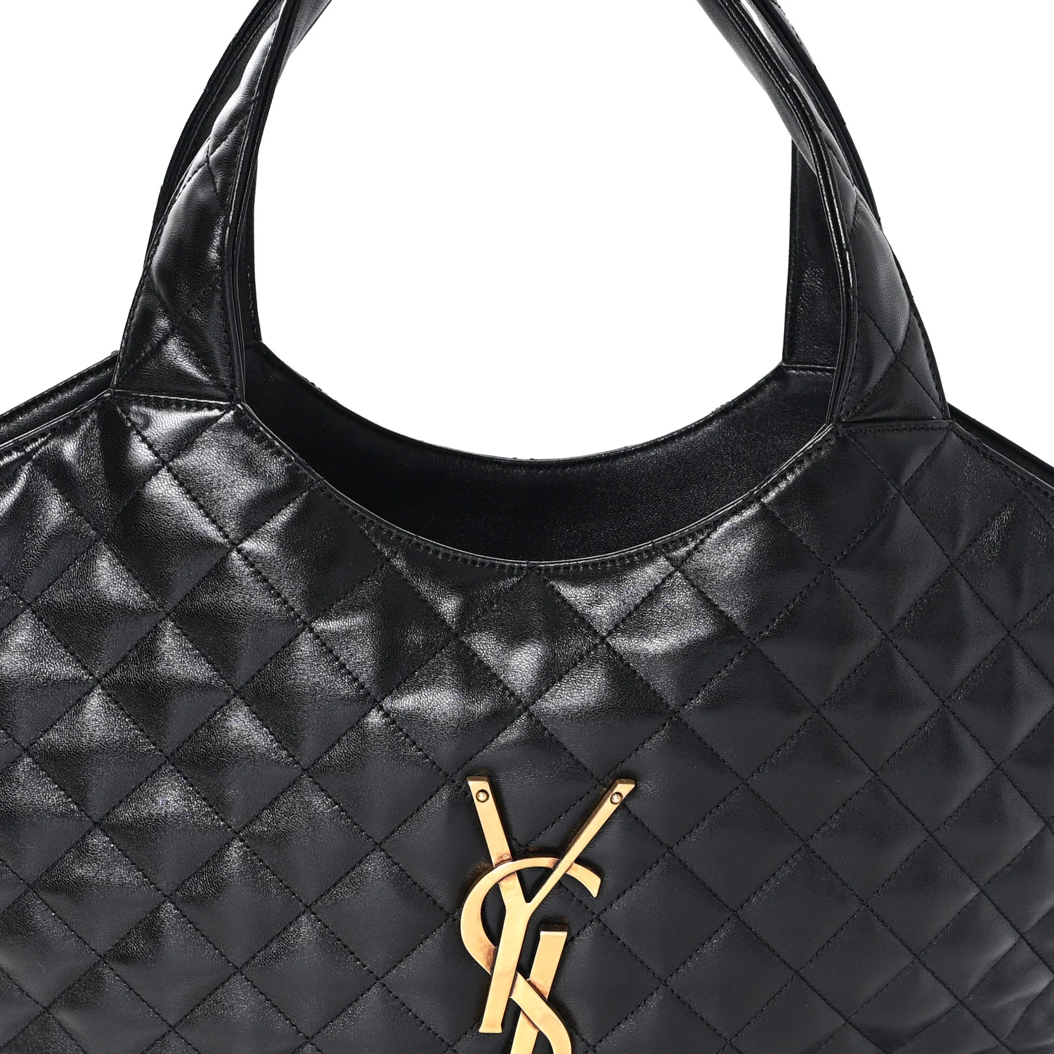 Lambskin Quilted Medium Icare Shopping Tote Black - Image 9