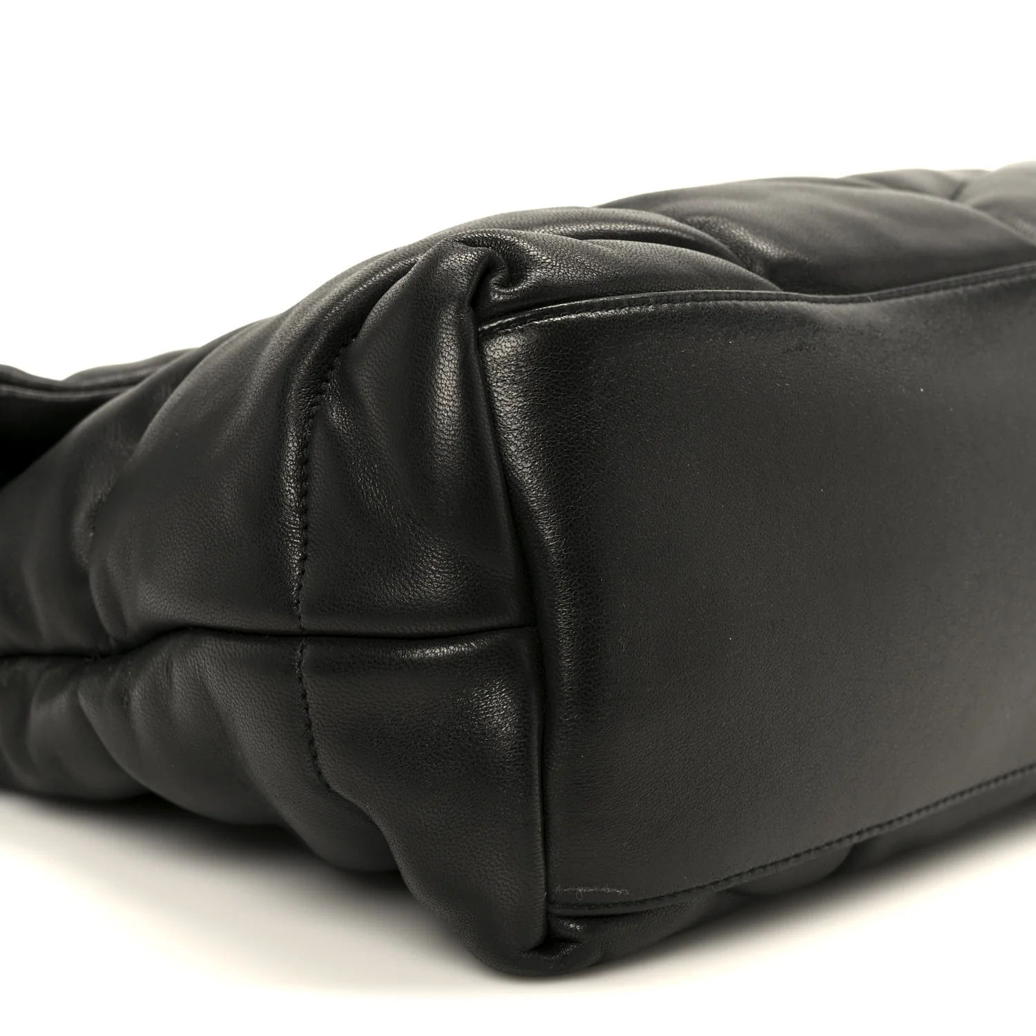 Lambskin Quilted Medium Loulou Puffer Monogram Chain Satchel Black - Image 10