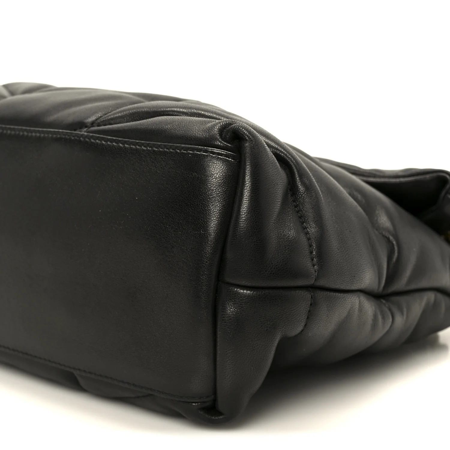 Lambskin Quilted Medium Loulou Puffer Monogram Chain Satchel Black - Image 11