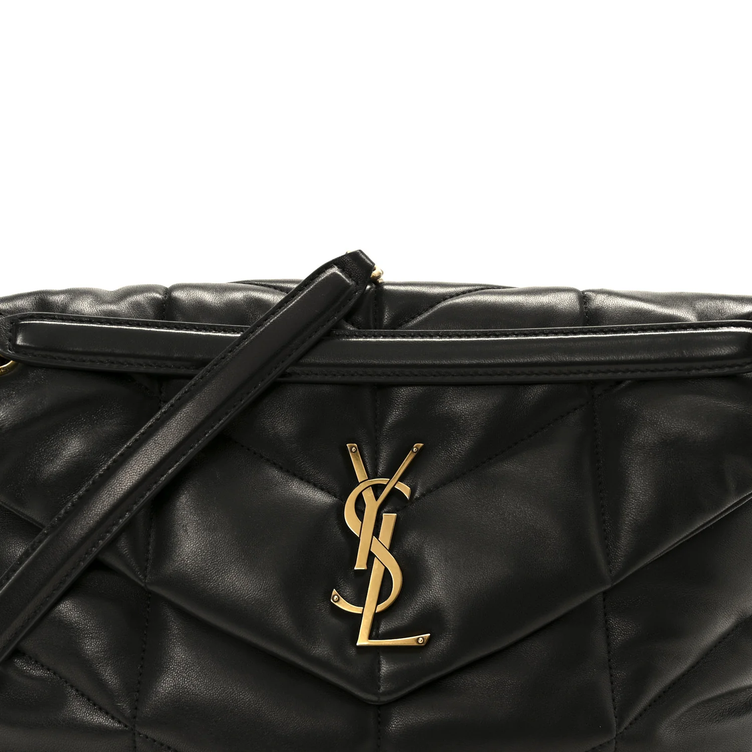 Lambskin Quilted Medium Loulou Puffer Monogram Chain Satchel Black - Image 9