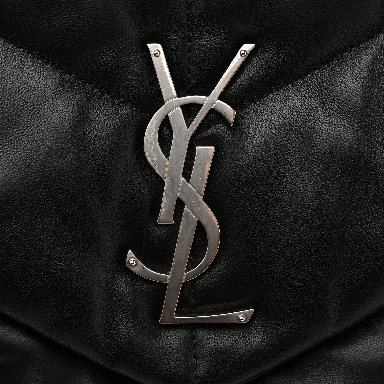 Lambskin Quilted Medium Loulou Puffer Monogram Chain Satchel Black - Image 12