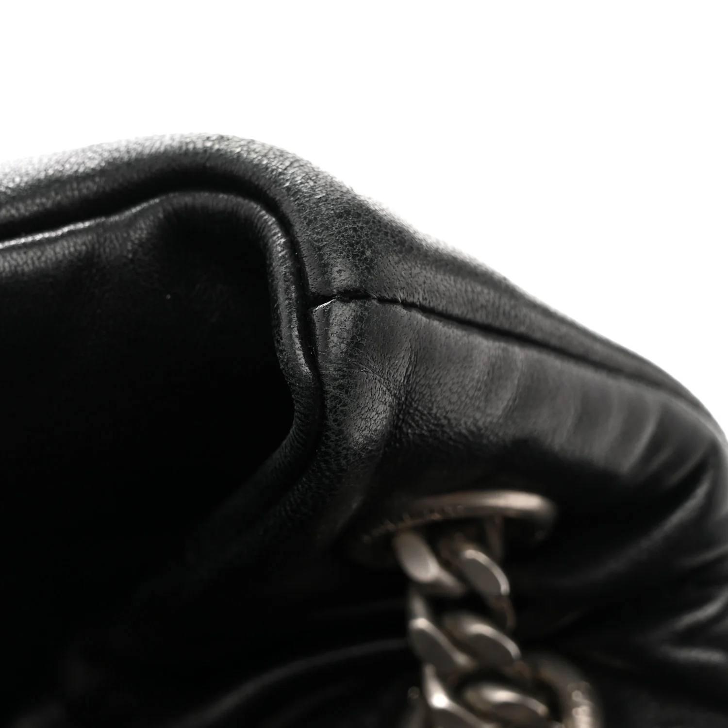 Lambskin Quilted Medium Loulou Puffer Monogram Chain Satchel Black - Image 14