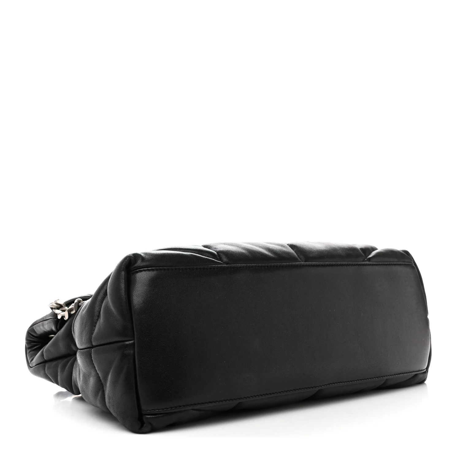Lambskin Quilted Medium Loulou Puffer Monogram Chain Satchel Black - Image 4