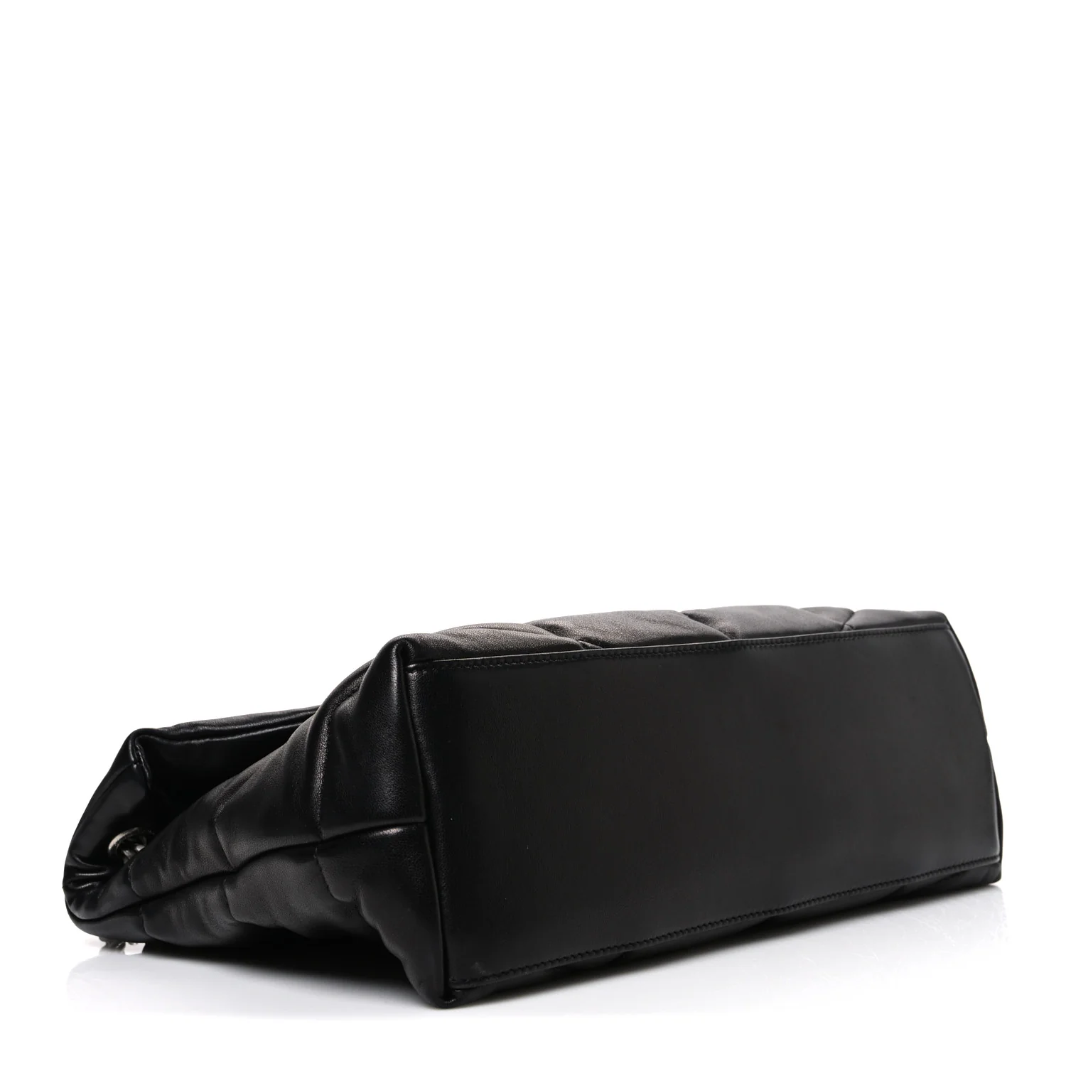 Lambskin Quilted Medium Loulou Puffer Monogram Chain Satchel Black - Image 4