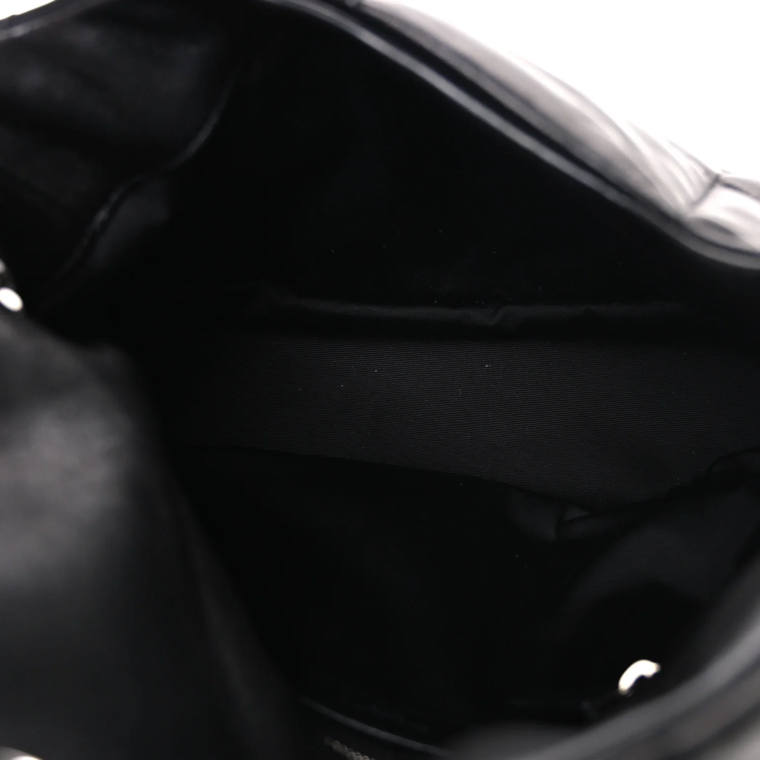 Lambskin Quilted Medium Loulou Puffer Monogram Chain Satchel Black - Image 5