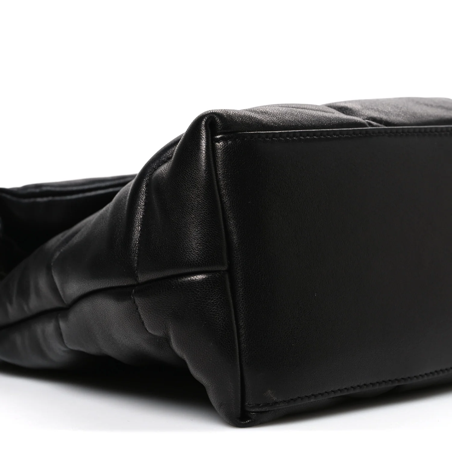 Lambskin Quilted Medium Loulou Puffer Monogram Chain Satchel Black - Image 9