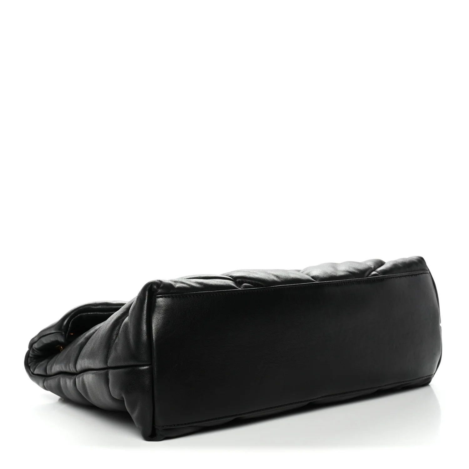 Lambskin Quilted Medium Loulou Puffer Monogram Chain Satchel Black - Image 4