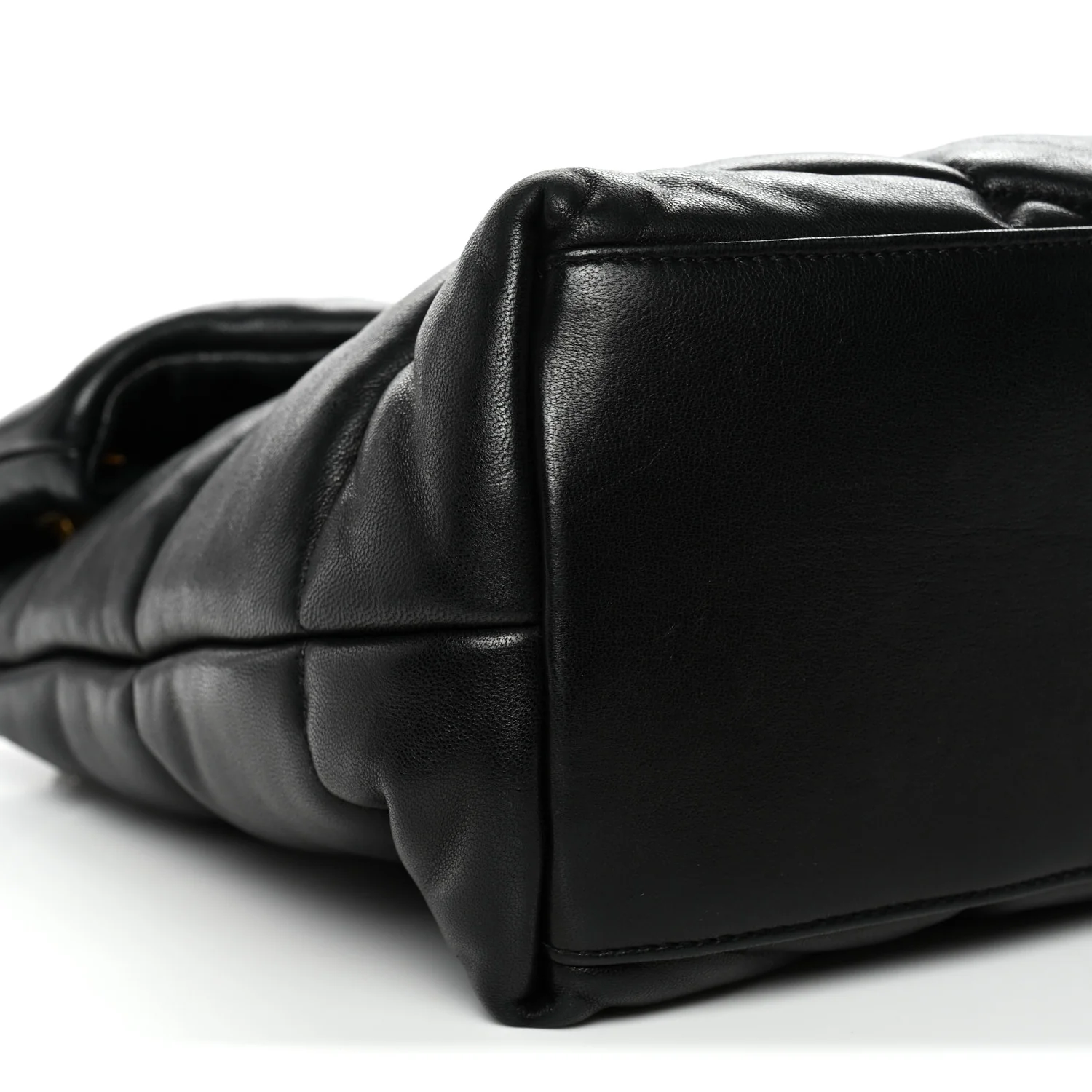 Lambskin Quilted Medium Loulou Puffer Monogram Chain Satchel Black - Image 9