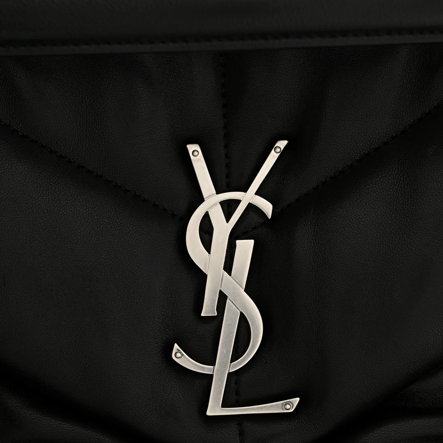 Lambskin Quilted Medium Loulou Puffer Monogram Chain Satchel Black - Image 12