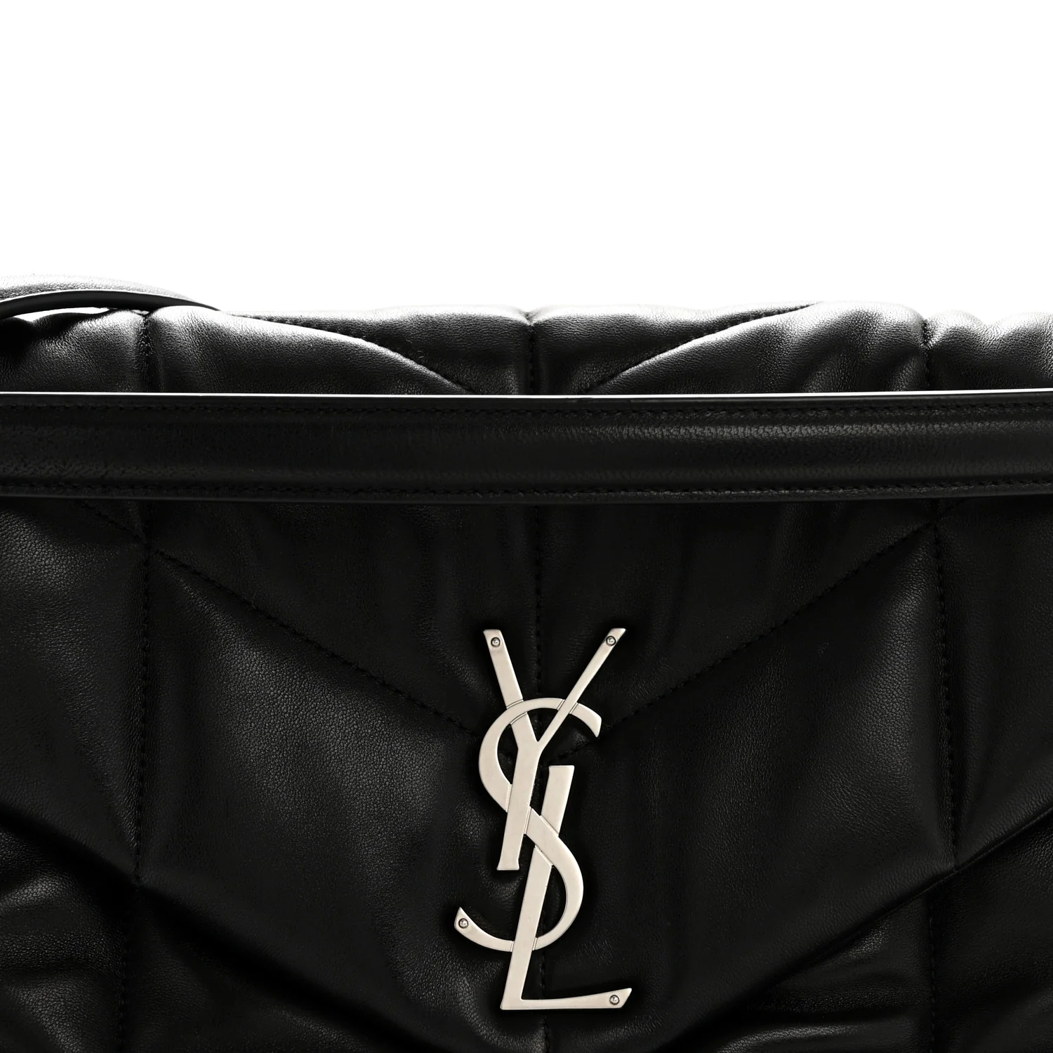 Lambskin Quilted Medium Loulou Puffer Monogram Chain Satchel Black - Image 8